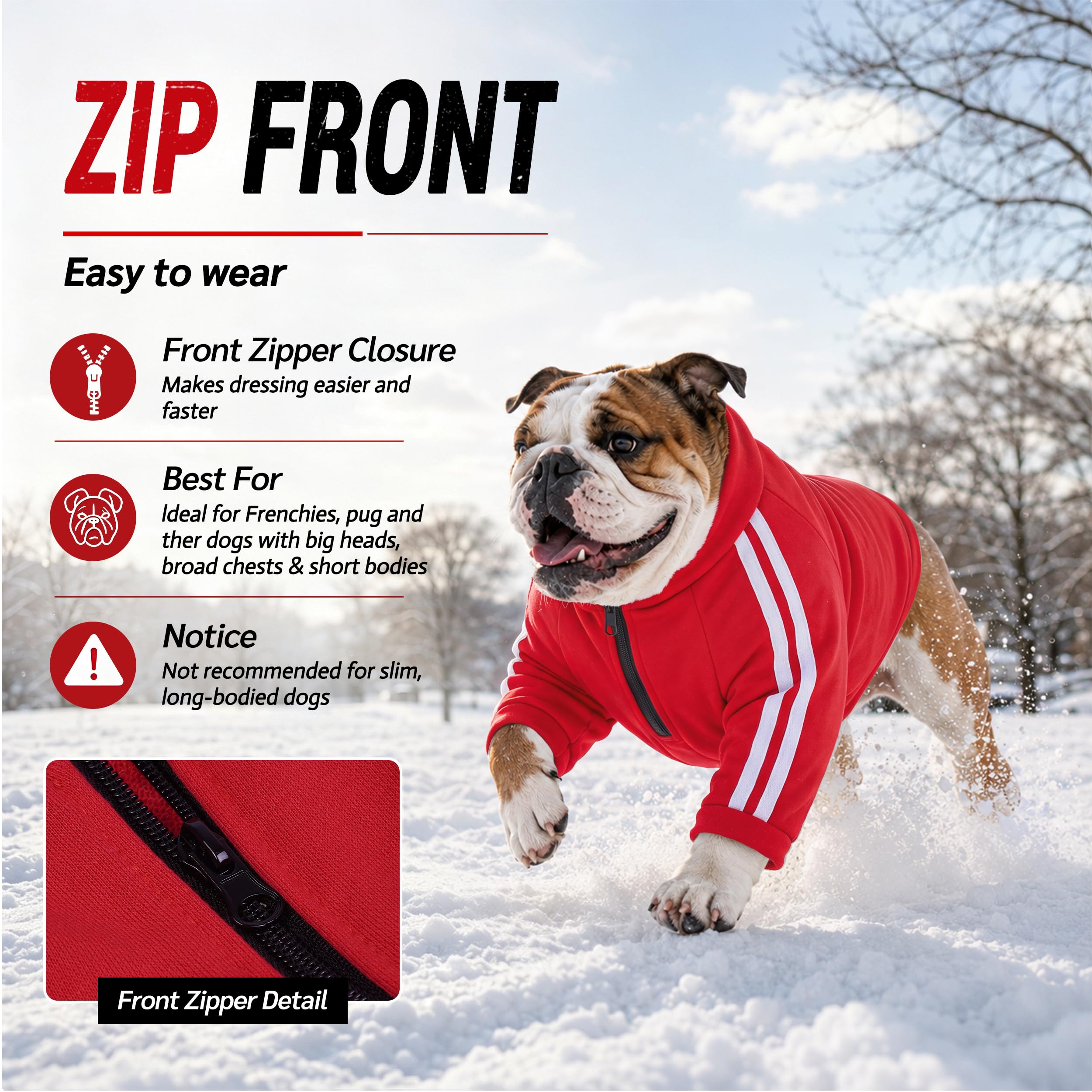 PUMYPOREITY Felpa con cappuccio per cani morbida e calda maglione invernale, rosso, XL