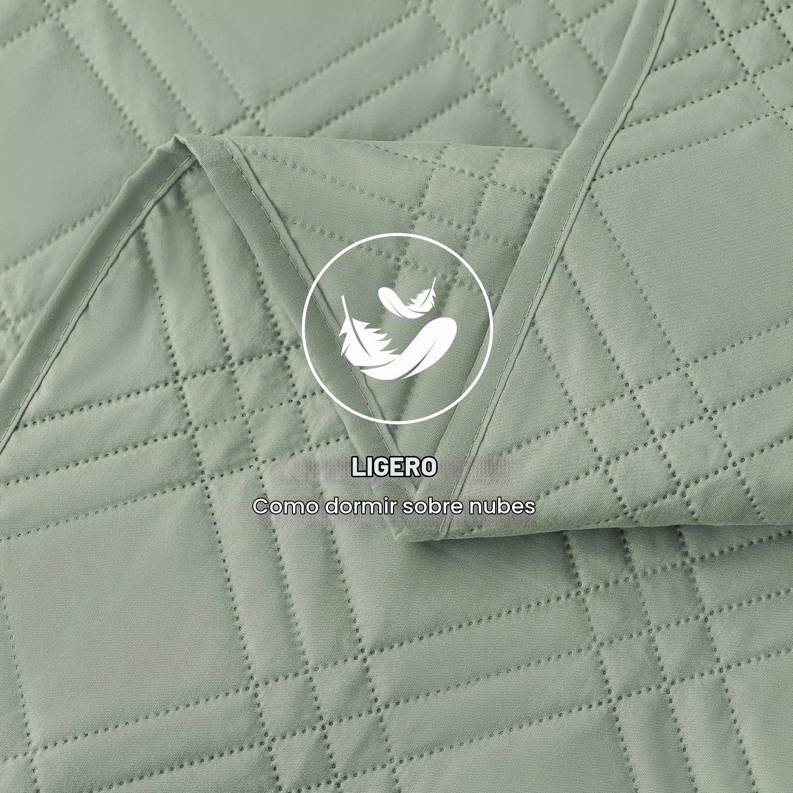 Colcha para Cama, 220x260cm, Colchas De Verano Diseño De Rombos, Cubrecama Colcha De Microfibra, Cubrecama Multiusos, Moderna, Suave Y Ligera, para Cama O Sofá, Verde Claro