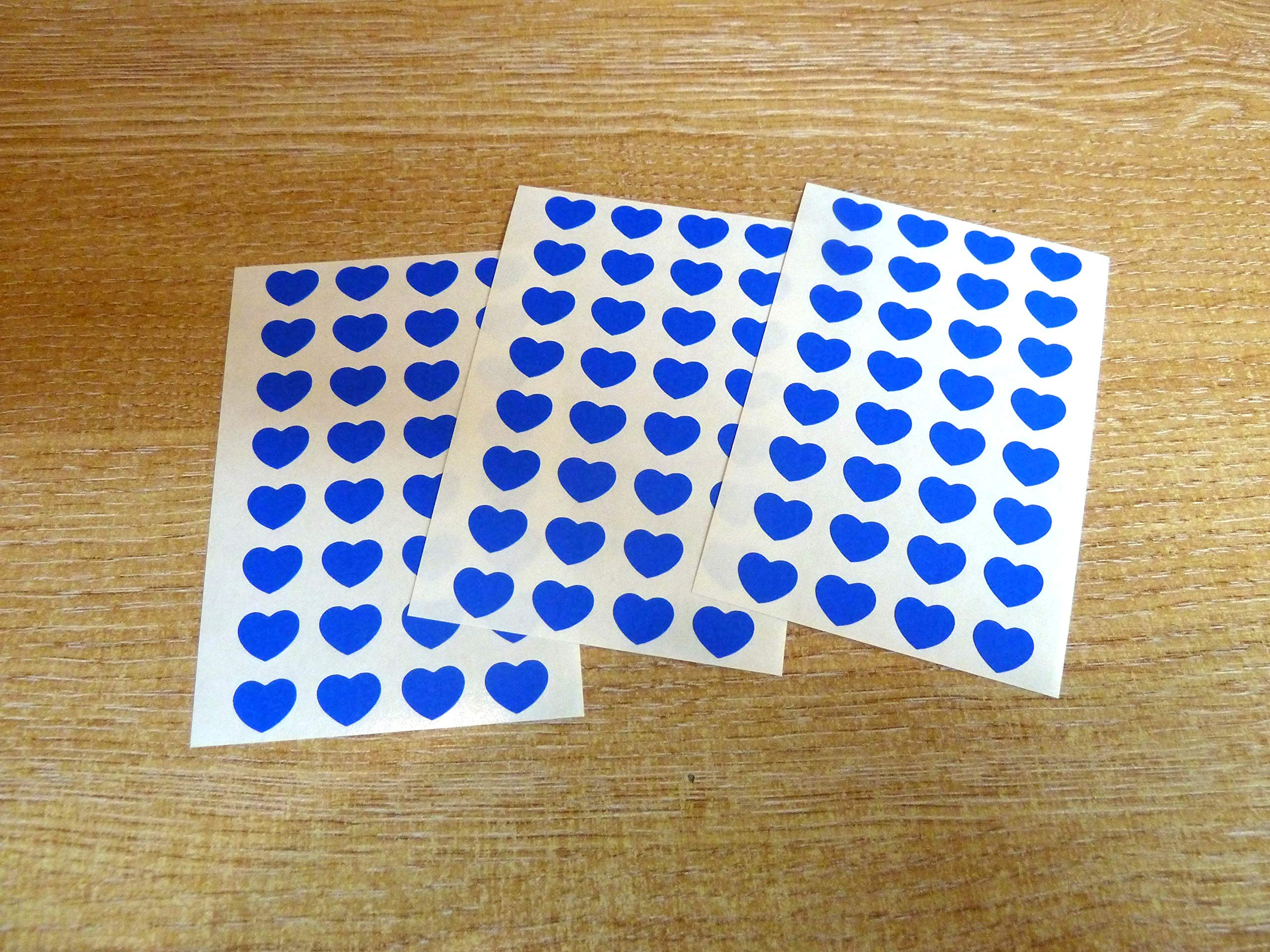 Pequeño 10x8mm (0.4"x0.8") Forma Corazón Color Código Pegatinas - Paquetes De 96 Colorido Corazones Adhesivo Etiquetas para Manualidades, Elaboración Tarjetas & Decoración - 32 Disponibles - Azul Real
