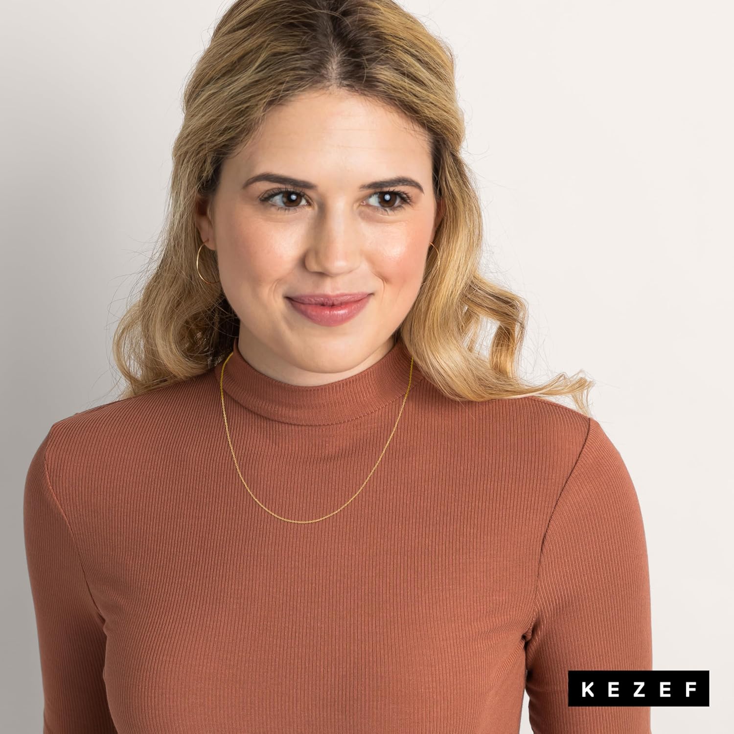 KEZEF 18K Gold over Silver Chain, Gold Chain Women, 1mm Cable Sterling Silver Chain Necklace for Women, Diamond-Cut Elegant, Thin, Sturdy, 16, 18, 20, 22, 24 Inches - Image 6