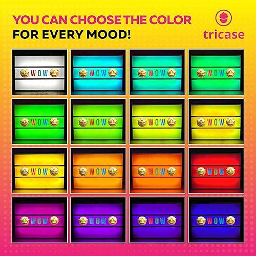 Miniatura 4 de Caja de luz de cine con letras  Nuevo VOL 20 Cartel de caja de luz que cambia de color con 352 letras negras y emoji  Tablero de letras iluminado de