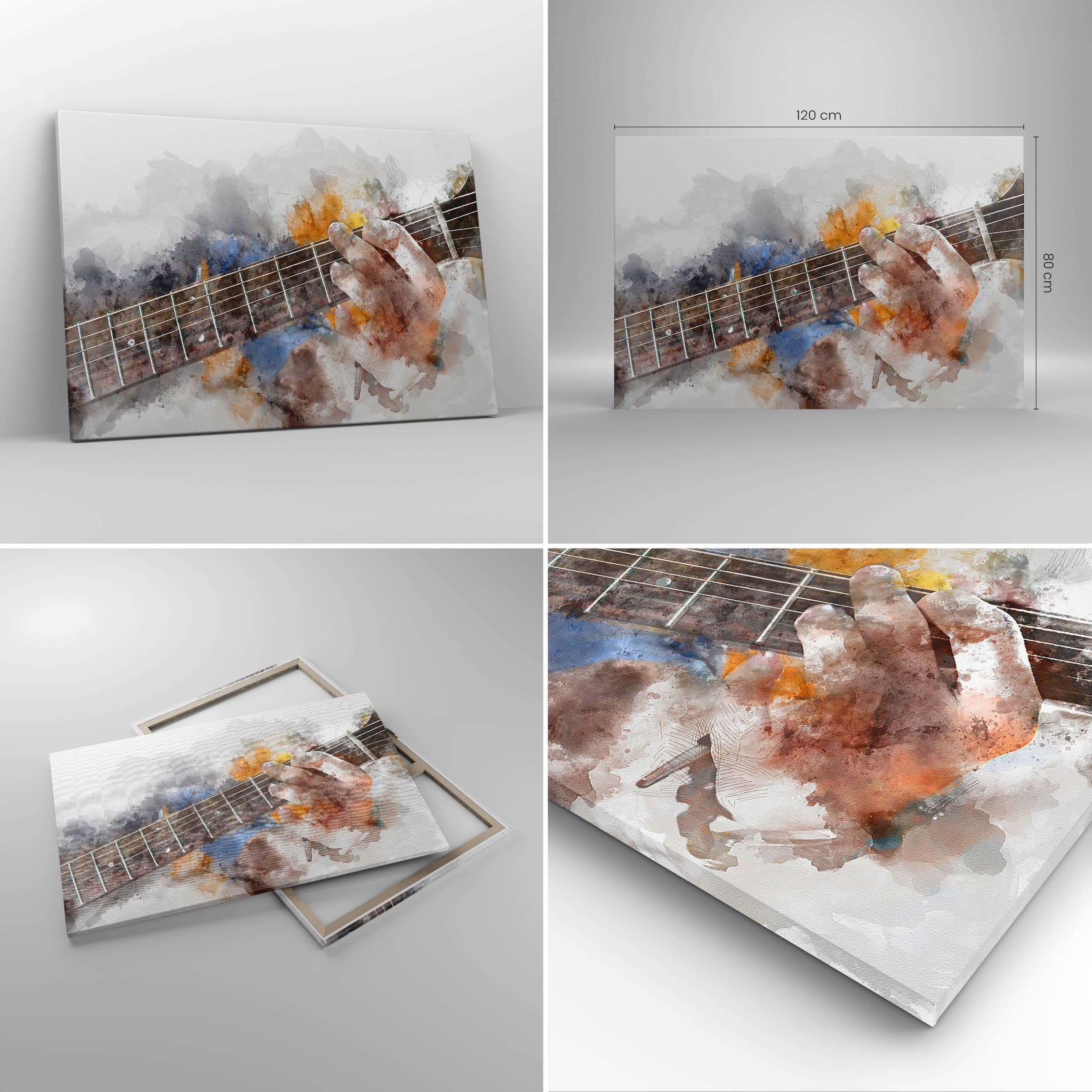 Lienzo Decorativo 120x80cm Moderno Horizontal Cultura Personas - 3448 | Guitarra Música Cuadro sobre Lienzo Grande Arte mural Decoración del Hogar Salón Dormitorio Cocina Oficina Cuadros de Pared