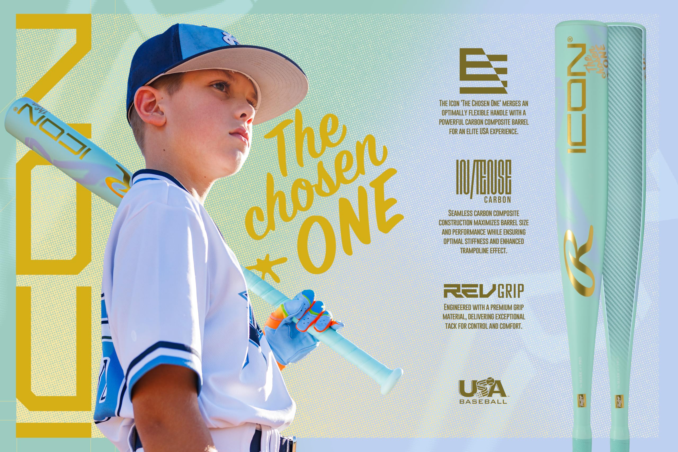Rawlings | 2026 | ICON The Chosen One Baseballschläger | USA | -10 Fälle | 2 5/8 Zoll-Fässer | 1 Stück Komposite