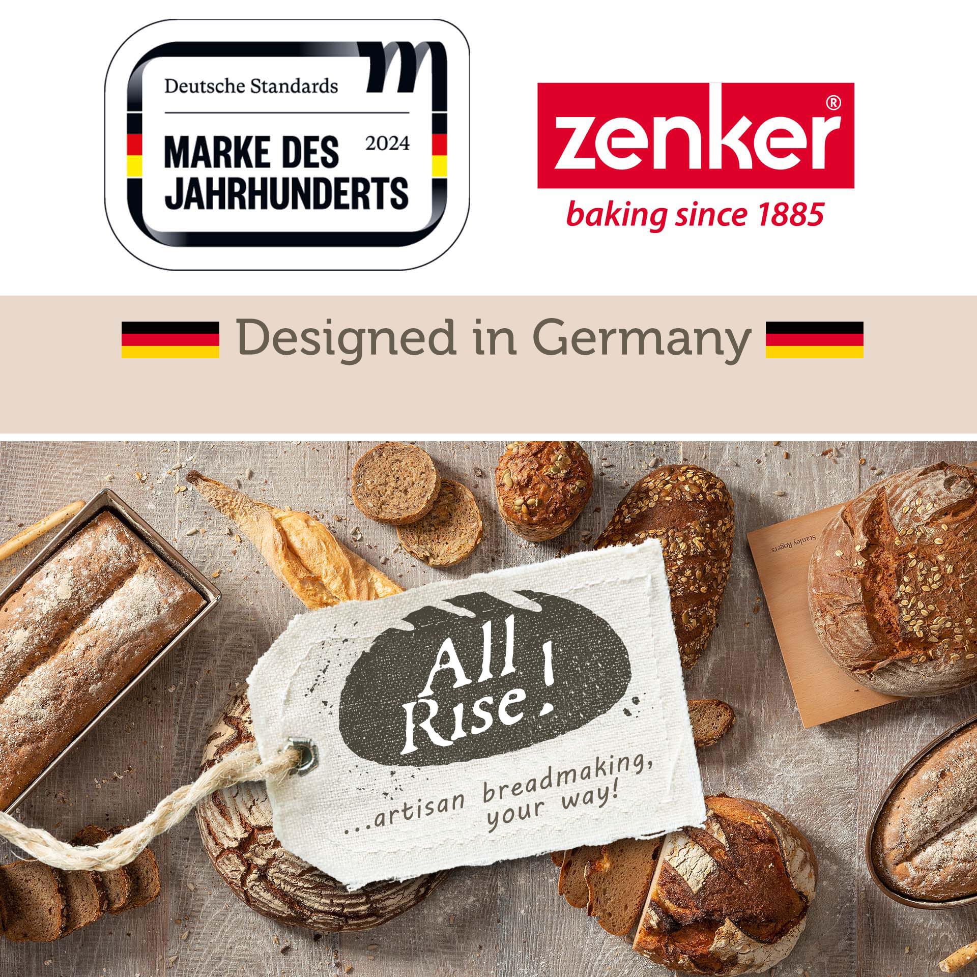 Zenker 3 teglie per baguette – Teglia perforata per baguette croccanti – Rivestimento antiaderente che impedisce l'incollaggio – Resistente al calore fino a +230°C, 38,5 x 25 x 3 cm