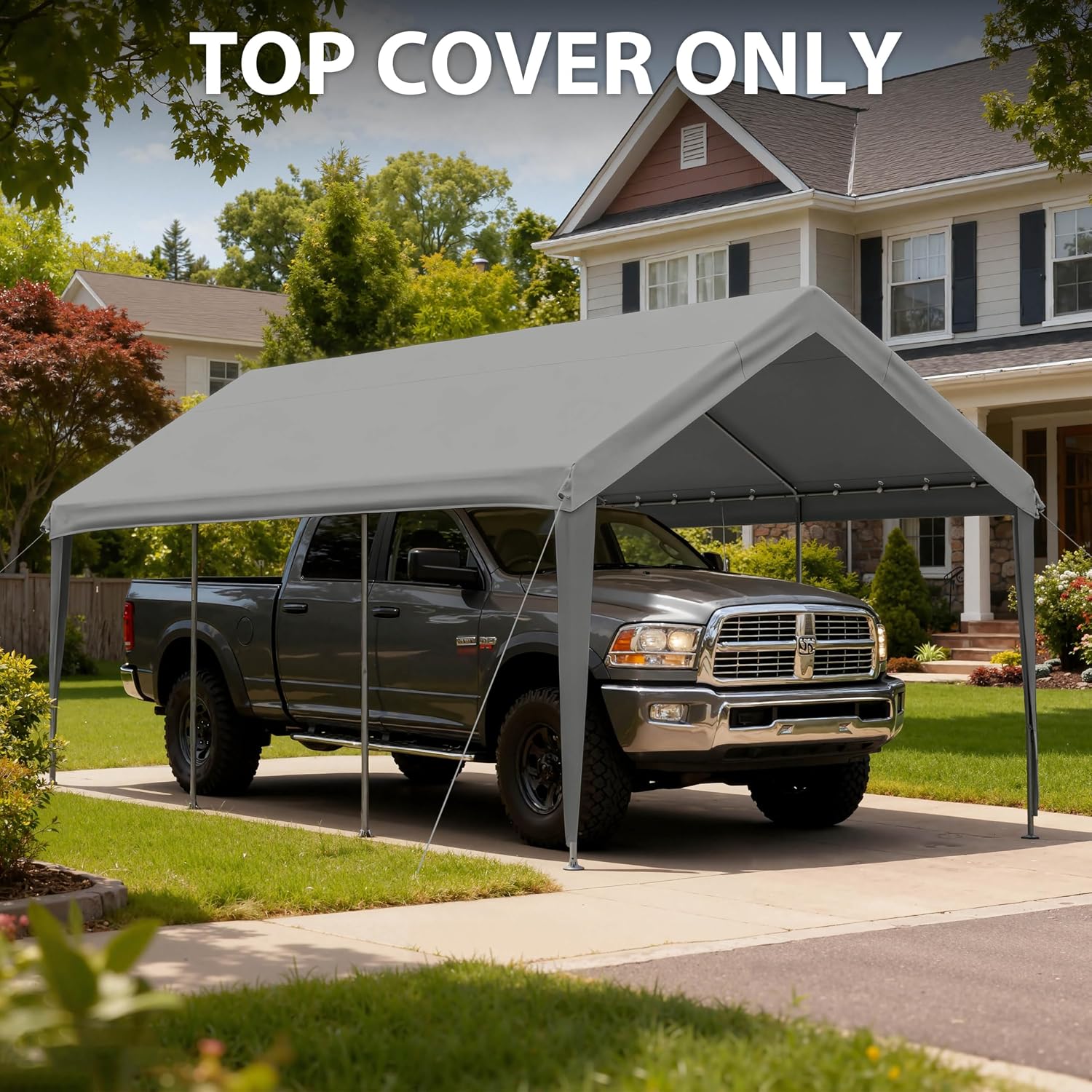 Carport Replacement Canopy Cover 10'x20' for Tent Top Garage Shelter Cover, 800D Heavy Duty Oxford Waterproof & UV Protected Car Canopy Tarp with Ball Bungees (Frame is not Included)