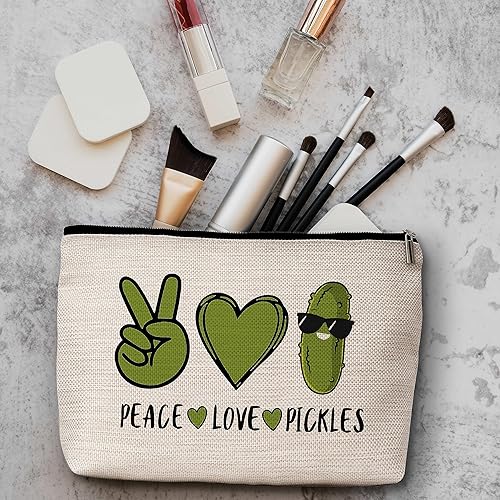 Miniatura 3 de Peace Love Pickles - Bolsa de maquillaje pequeña para amantes de los pepinillos, bolsas de aseo de viaje, divertidos regalos de amistad para