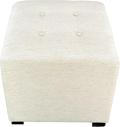 MJL Furniture Designs Merton Designer - Otomana cuadrada tapizada con 4 botones, color beige