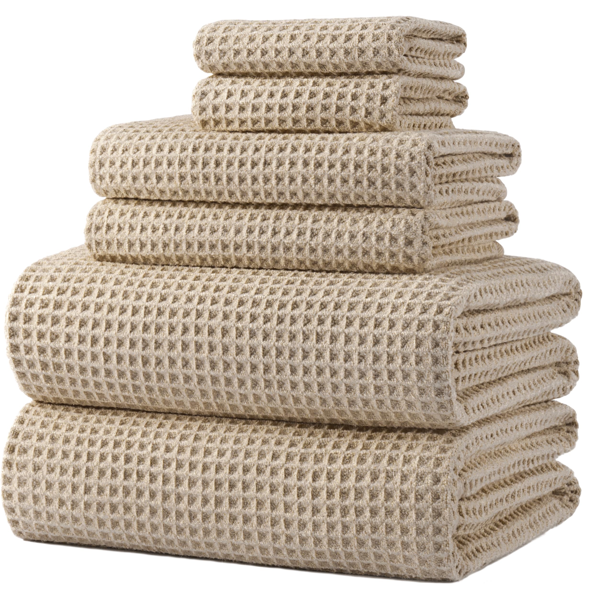 Polyte - 430 GSM 6 Serviettes de Bain en Microfibres - sèche Rapidement/ne Peluche Pas - Tissu alvéolé - Assortiment de différentes tailles/152 x 76,2 cm