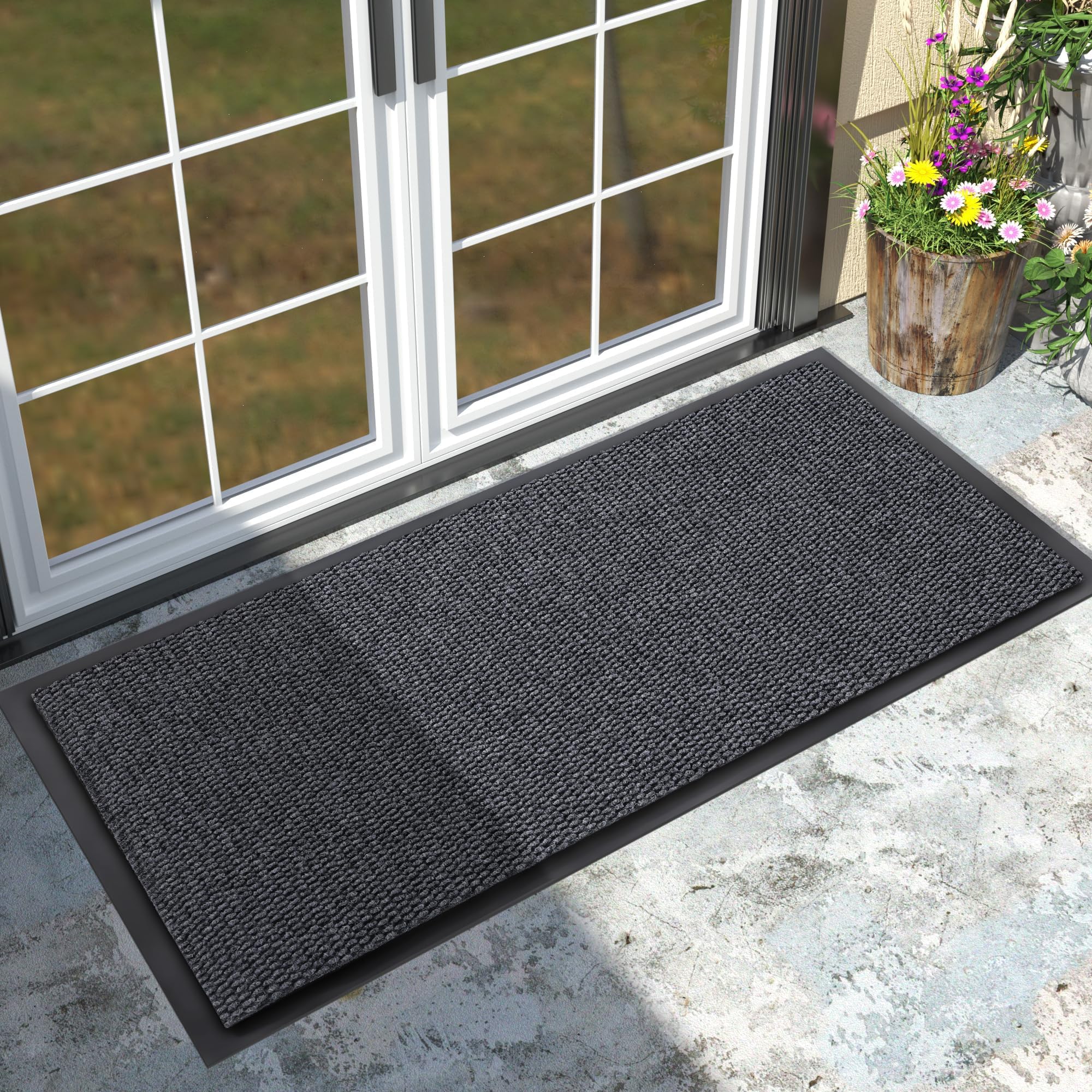Yimobra Doormat Outdoor Indoor Entrance 47 x 24, All-Season All-Weather Front Door Mat, 100% Waterproof Welcome Matt for Floor Garage Outside Entry,