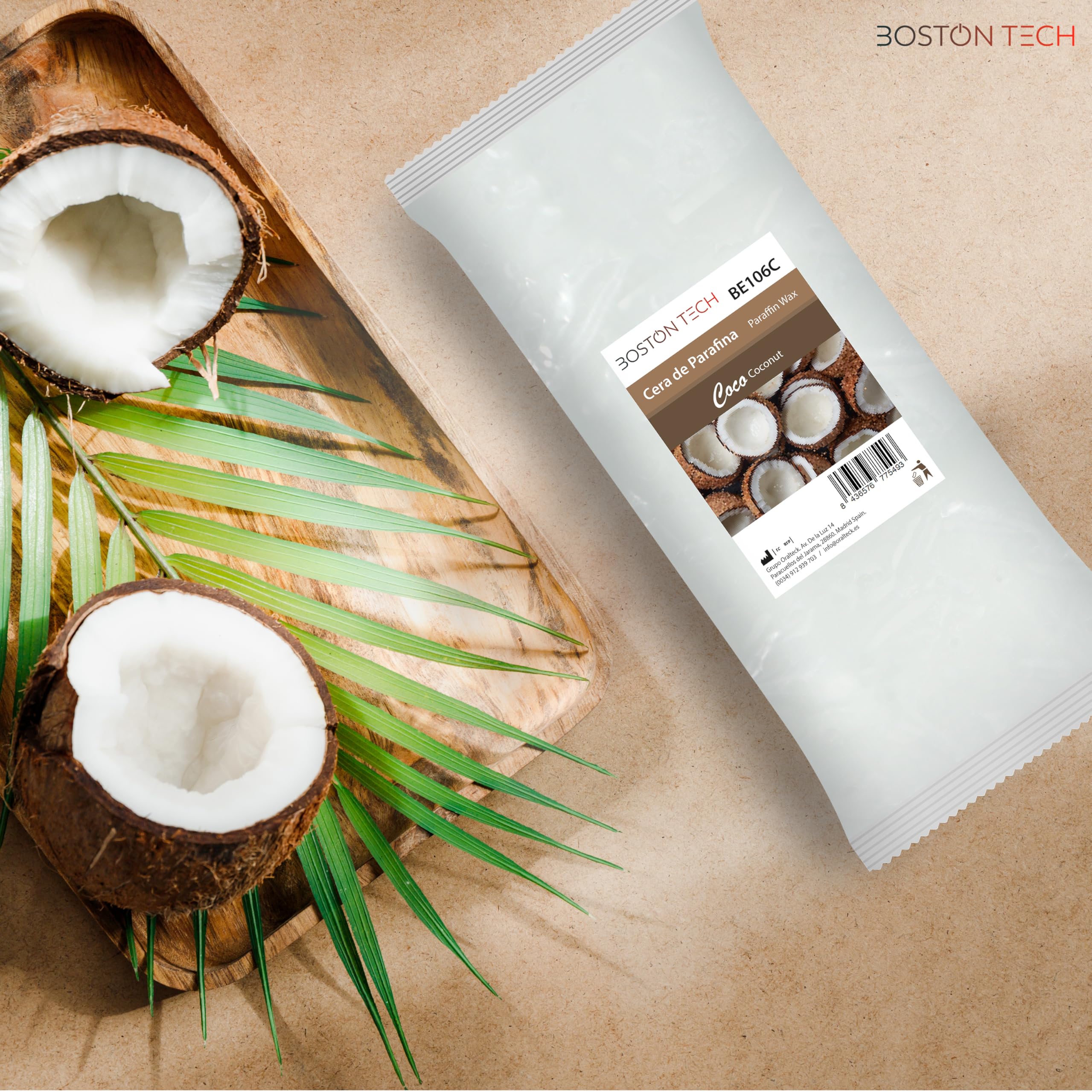 Cire de paraffine Boston Tech pour mains et pieds 6 blocs 450 g Coco Rééducation antioxydante Traitement arthrite