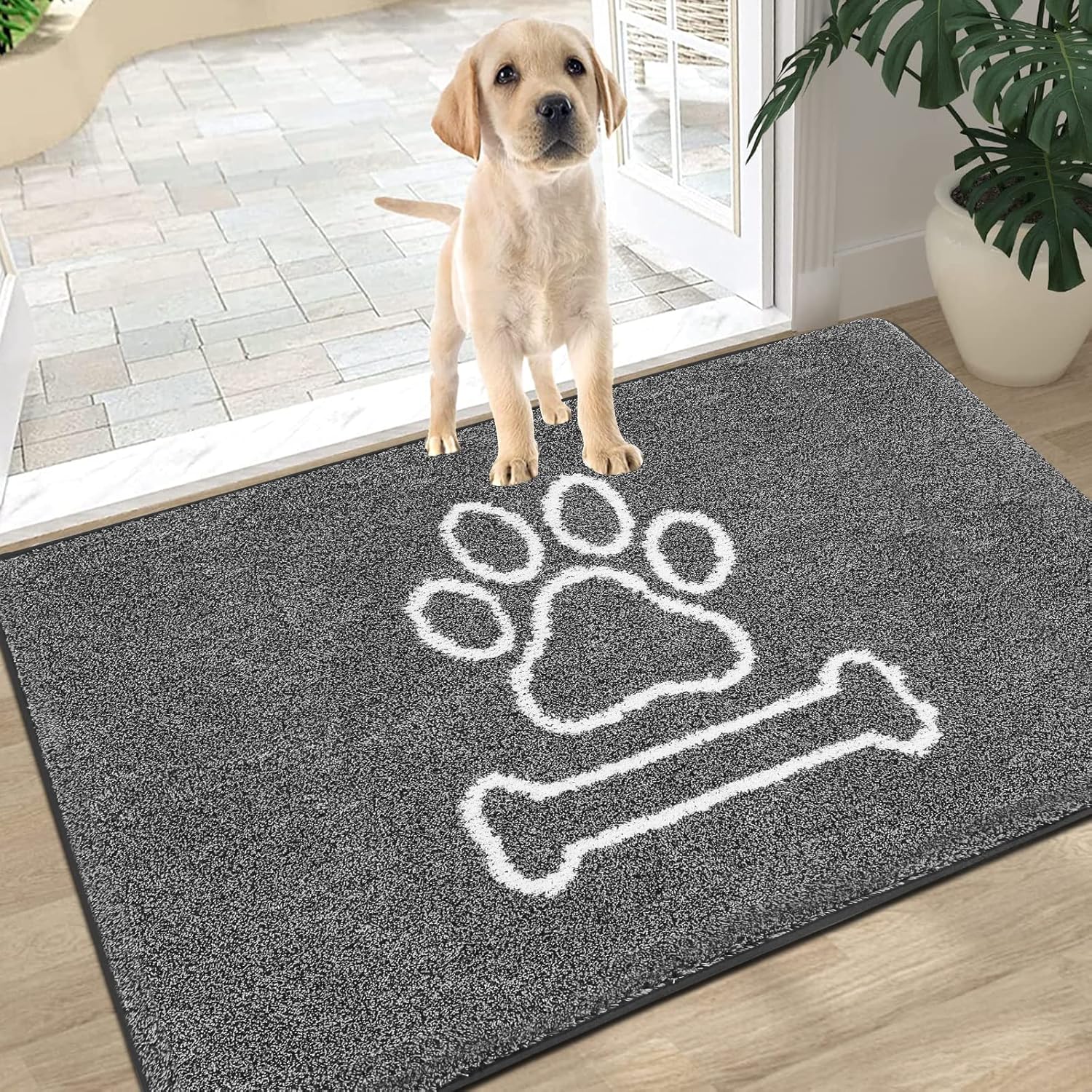 Pauwer Dirt Grabber Barrier Doormat, Low Profile Dog Mats for Muddy