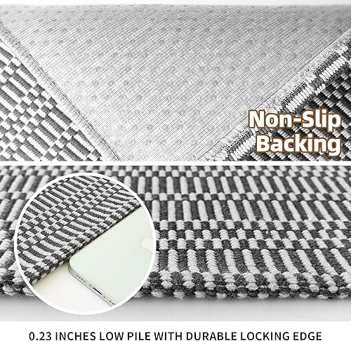 Miniatura 3 de KOZYFLY Alfombra de área lavable de 3 x 5 pies, estilo bohemio, tapete para puerta de interior, alfombra de cocina con respaldo de goma, alfombra de