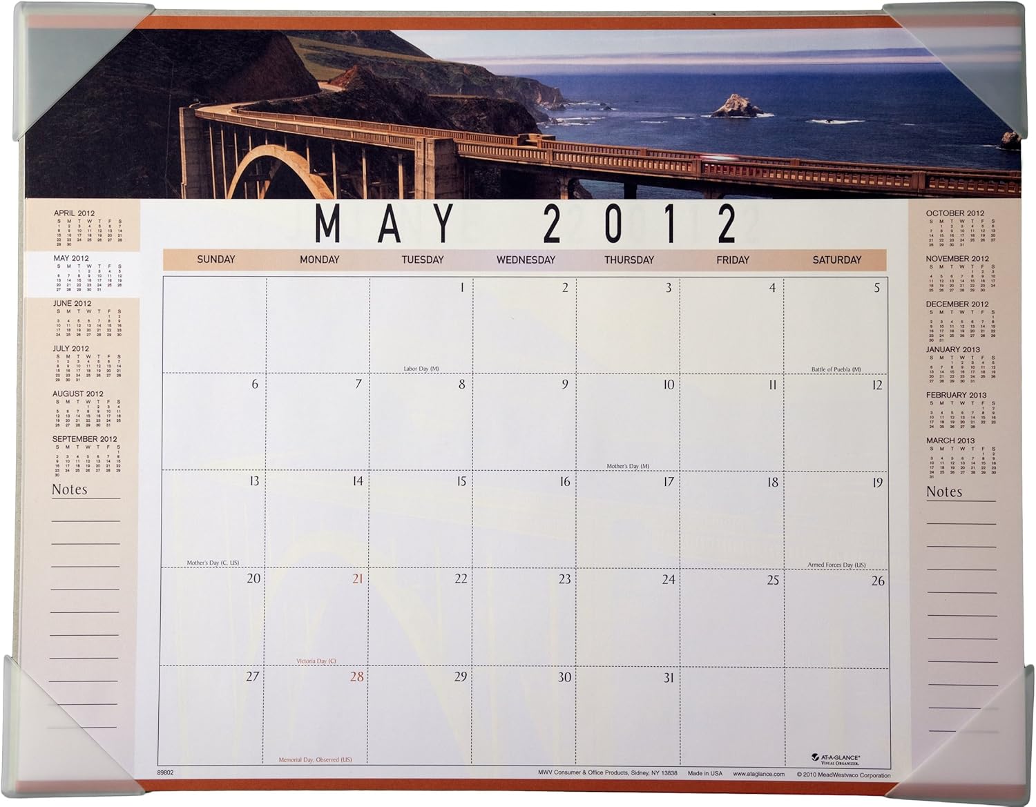 AT-A-GLANCE Visual Organizer Recycled Landscape Panoramic Desk Pad, 22 x 17 Inches, 2019 (89802)