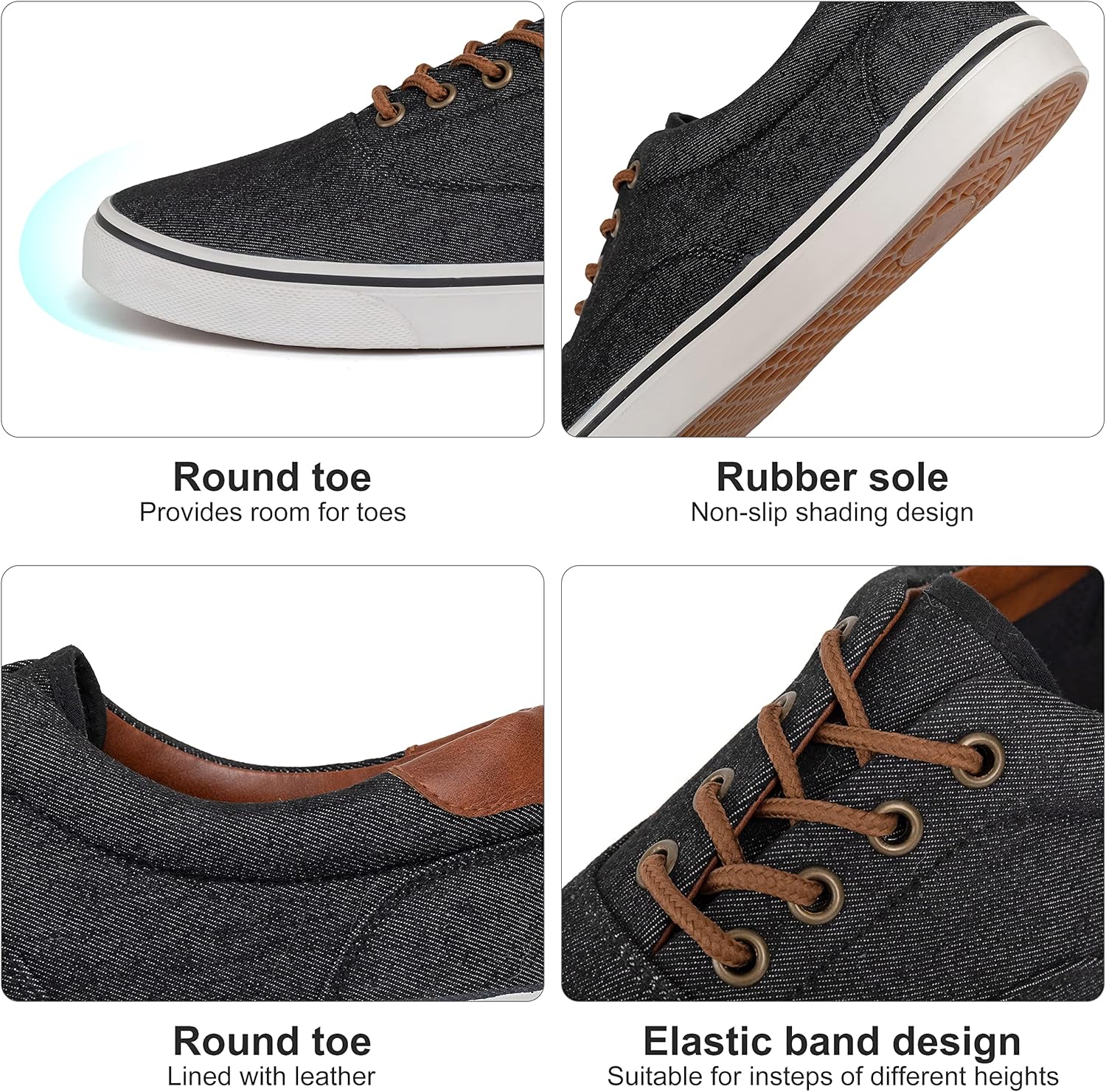 Men's Black Classic Low Top Shoes Canvas Fashion Sneaker with Soft Insole Causal Dress Shoes for Men Comfortable Walking Shoes - Image 5