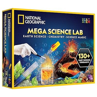 National Geographic Mega Science Lab - Science Kit for Kids with 130+ Easy Experiments, Featuring Earth Science, Chemistry Set, and Magic STEM Projects for Boys and Girls (Amazon Exclusive)