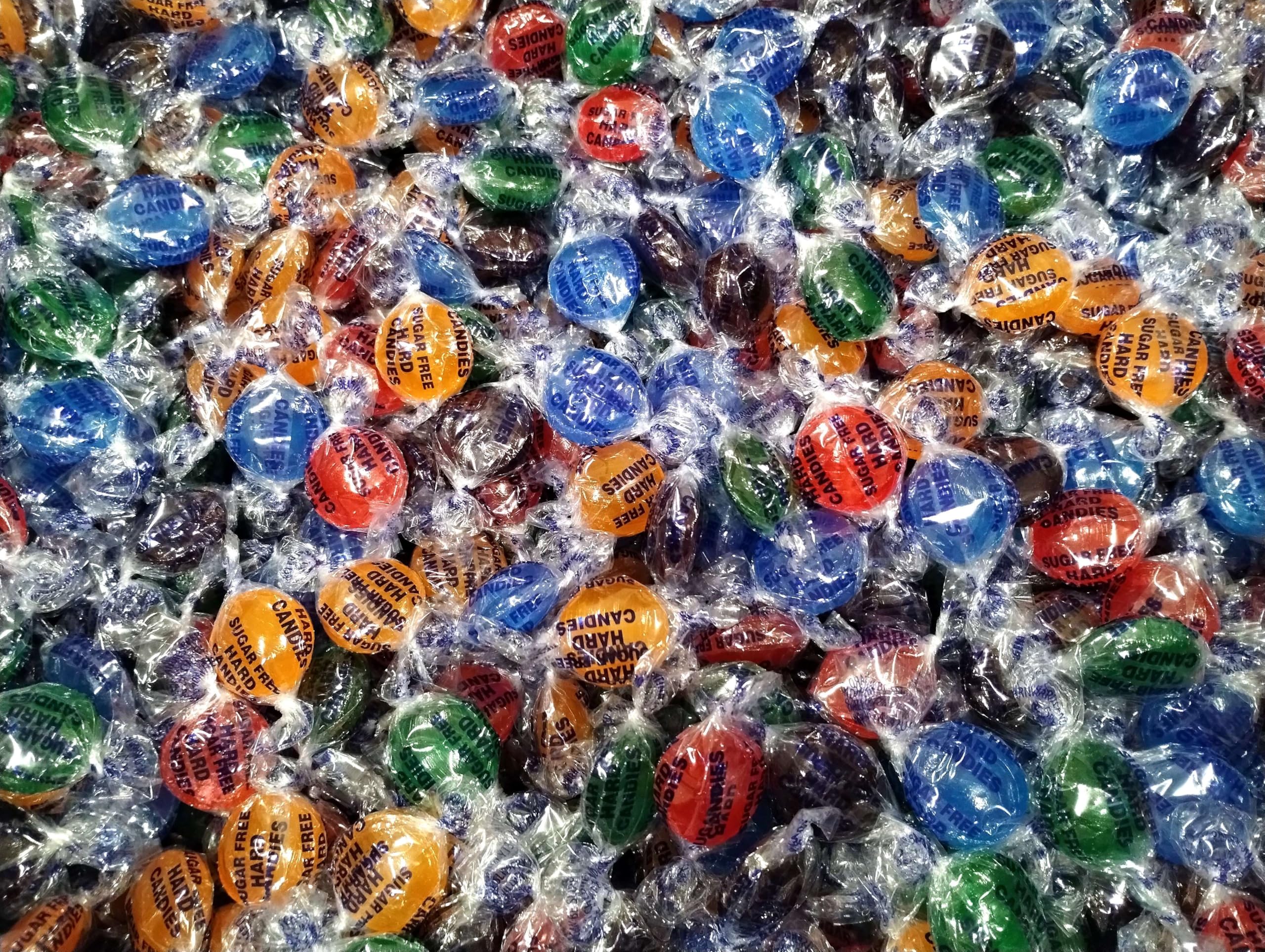 Sugar Free Assorted Fruit Hard Candy Buttons - 1 lb of Fresh Delicious Cherry Orange Lime Blackberry Raspberry Individually Wrapped Candy