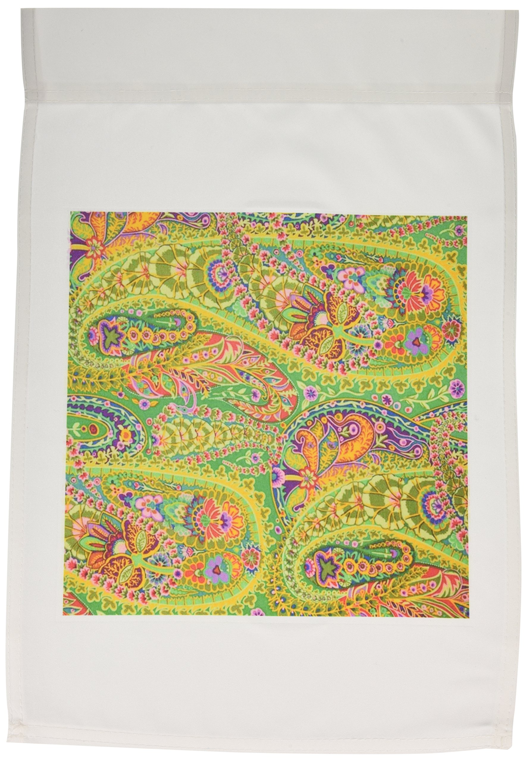 3dRosefl_60517_1 Batik Paisley Garden Flag, 12 by 18-Inch Lime/Hot Pink/Orange/Purple