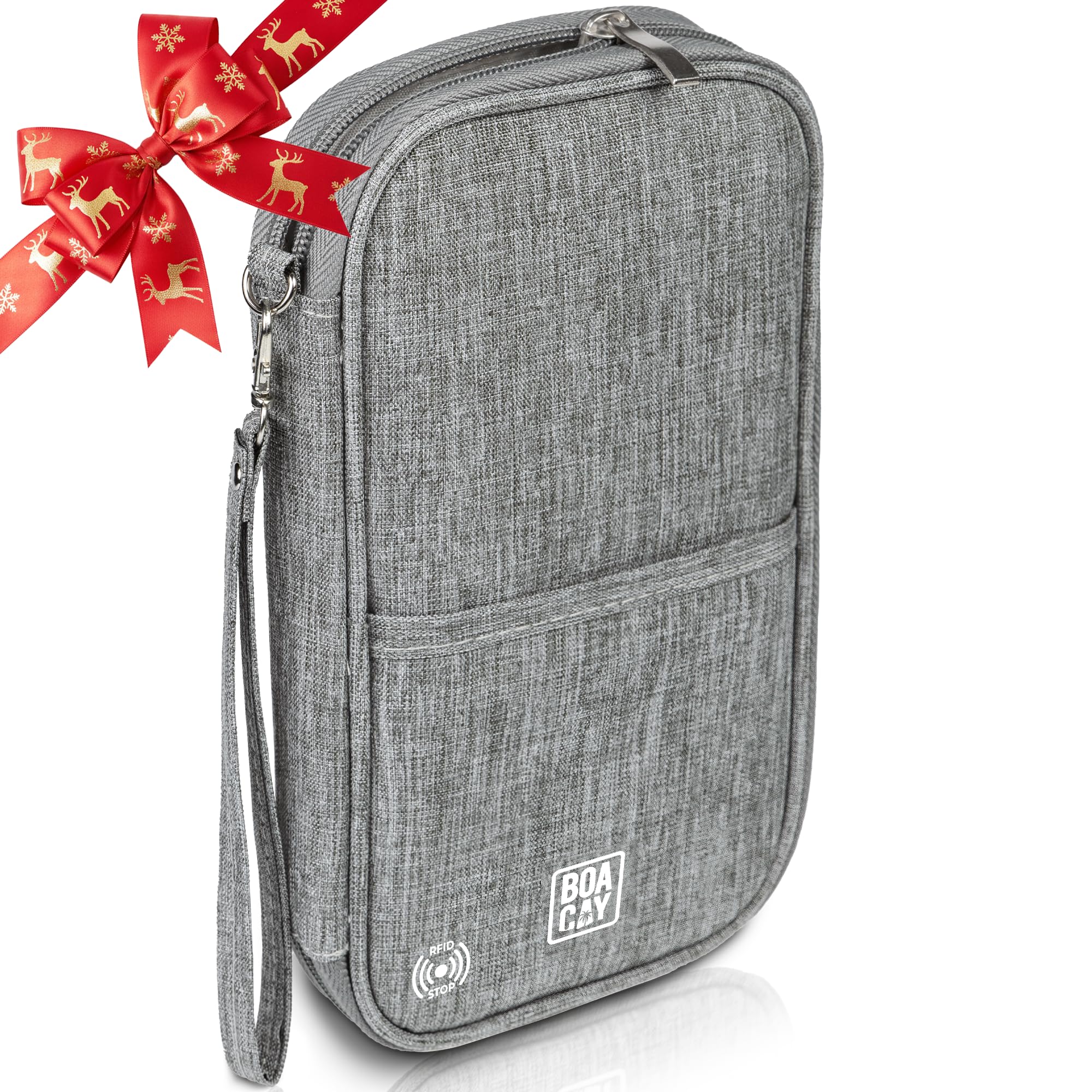 BOACAY Family Passport Holder, RFID Travel Wallet for Women & Men, Document Organiser One Size Quartz Gray
