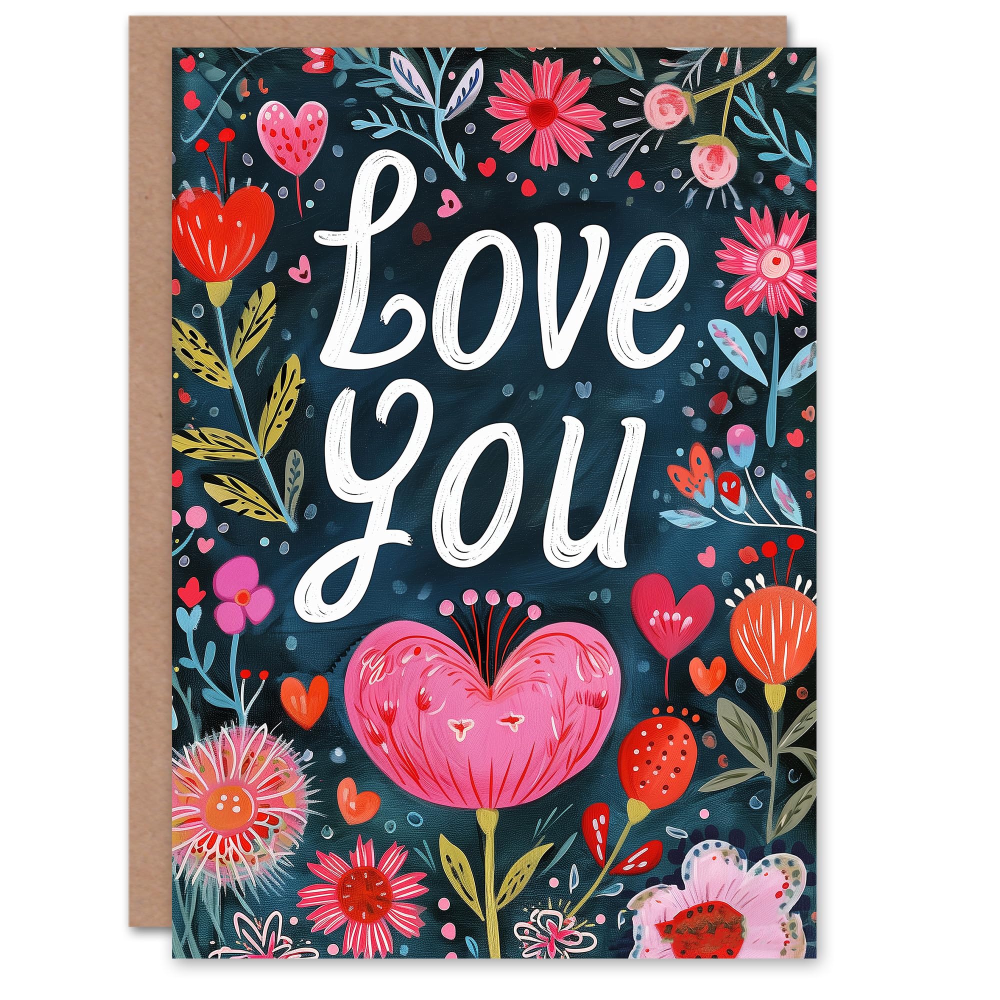Artery8 Anniversary Card Love You Flower Border Design For Her Wife Partner