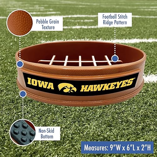 Miniatura 3 de NCAA Super-Bowl - Iowa Hawkeyes Slow Feeder Dog Bowl. Football Design Slow Feeding Cat Bowl for Healthy Digestion. Non-Slip Pet Bowl for Large &
