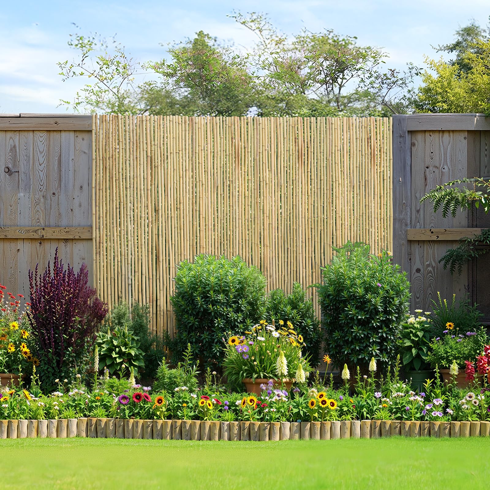VEVOR Clôture en Bambou Naturel, 1,8 x 1,2 m, Brise-vue de Confidentialité, Rouleau Protection Décoratif en Bambou, Écran d'Intimité pour Jardin, Arrière-cour, Balcon, Patio, Bord de Piscine, Terrasse