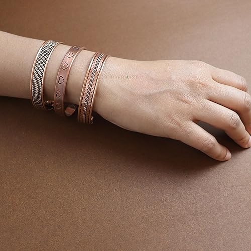 Miniatura 6 de Pulseras de cobre para hombres y mujeres  Juego de 3 con caja de regalo  Hecho a mano 100% cobre  Regalo para mujeres y hombres