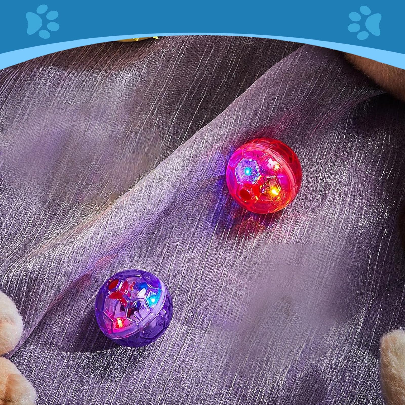 Sratte Katzenball, Geisterjagd, leuchtende Katzenbälle, Spielzeug, Bewegungs-LED, bewegungsaktiviert, blinkend, beleuchtet, interaktives Spielzeug, Haustier-leuchtender Ball, Rosa, Lila, 2 Stück