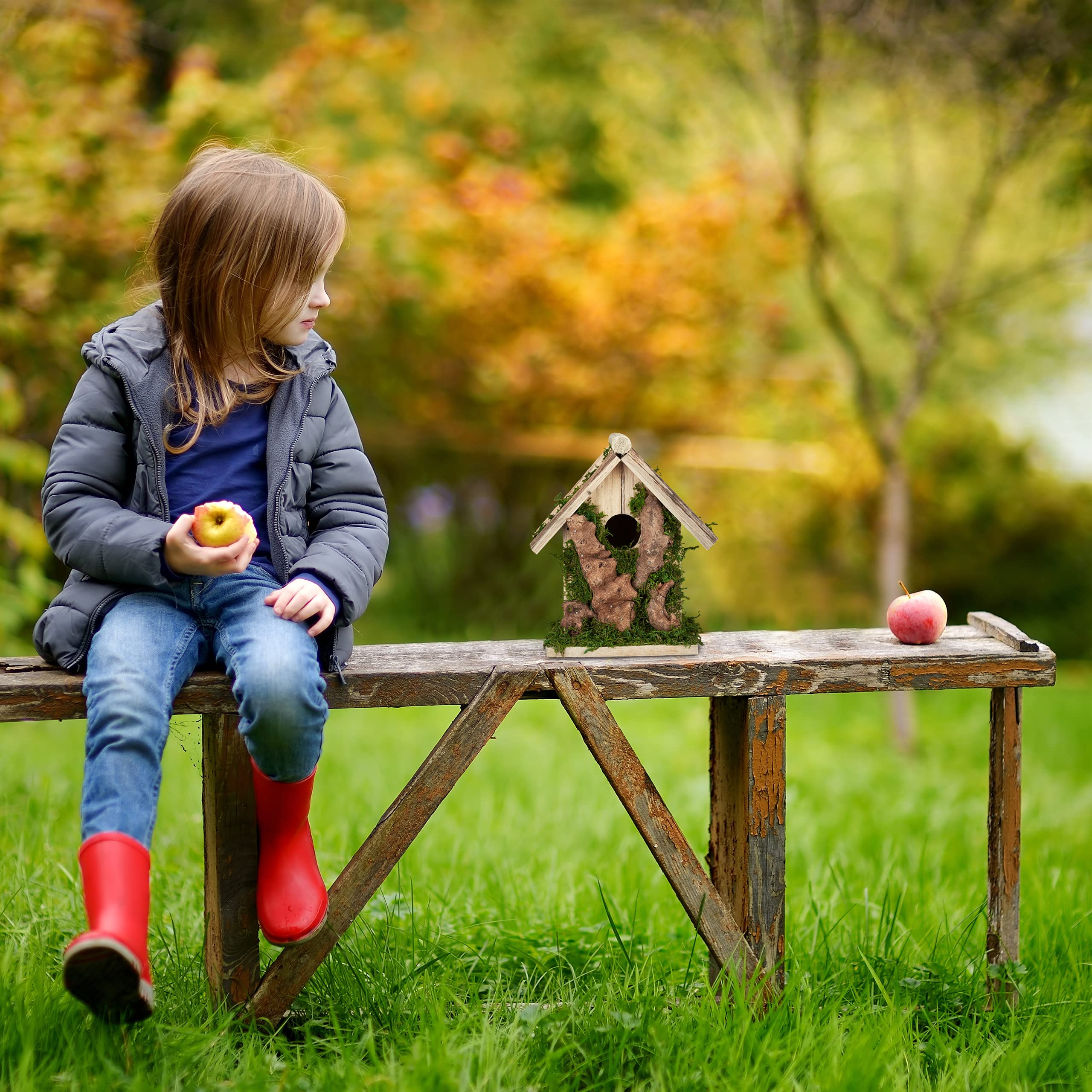 Casetta Per Uccelli In Legno Naturale - Da Appendere 28.5x20.5x17.5 Cm - Foto 8