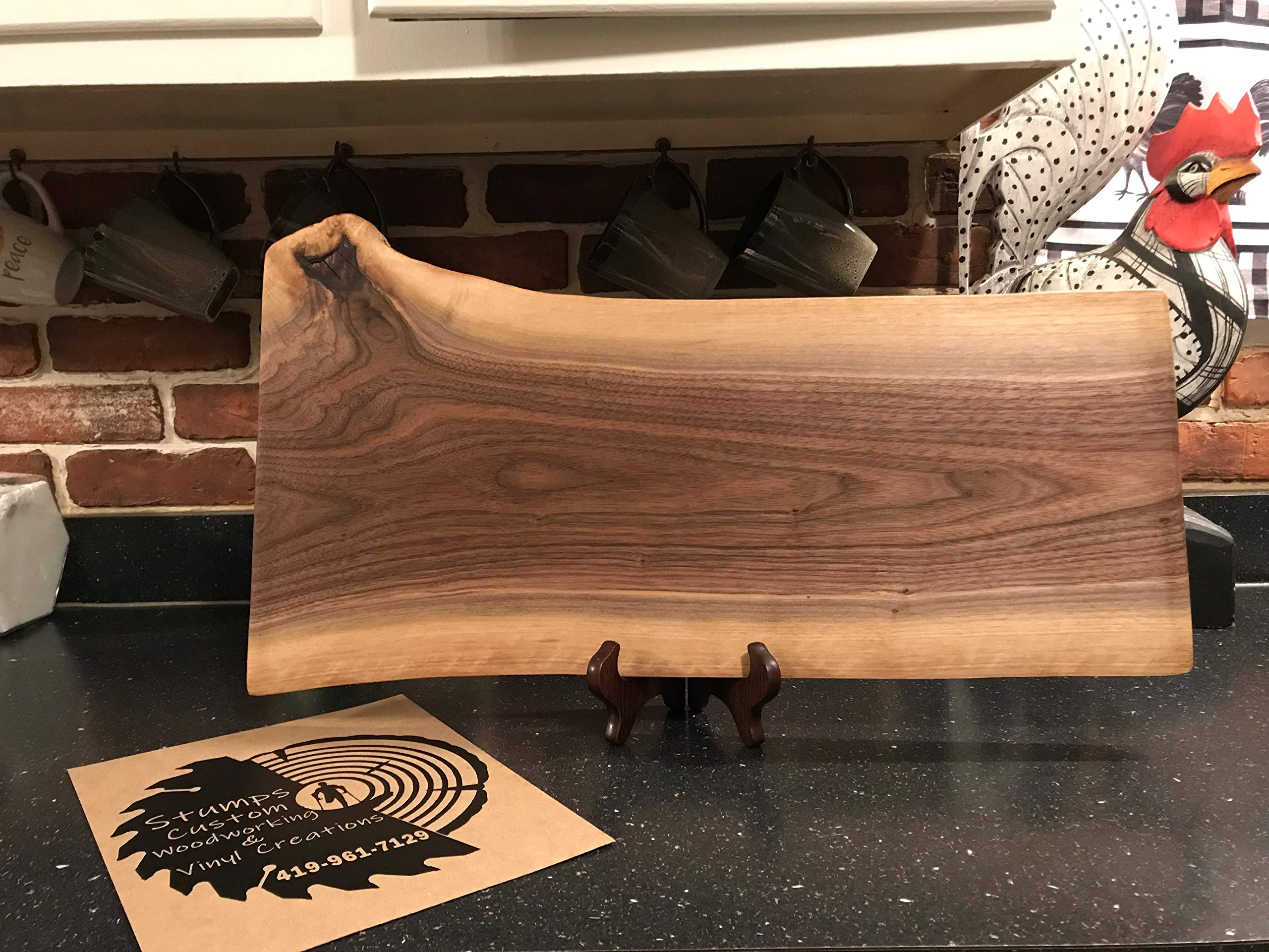 Large 18x10" Black Walnut Live Edge Wood Cutting Board - Serving Board - Bathtub Tray - Cheese Board - Butcher Block - Food grade Walrus Oil