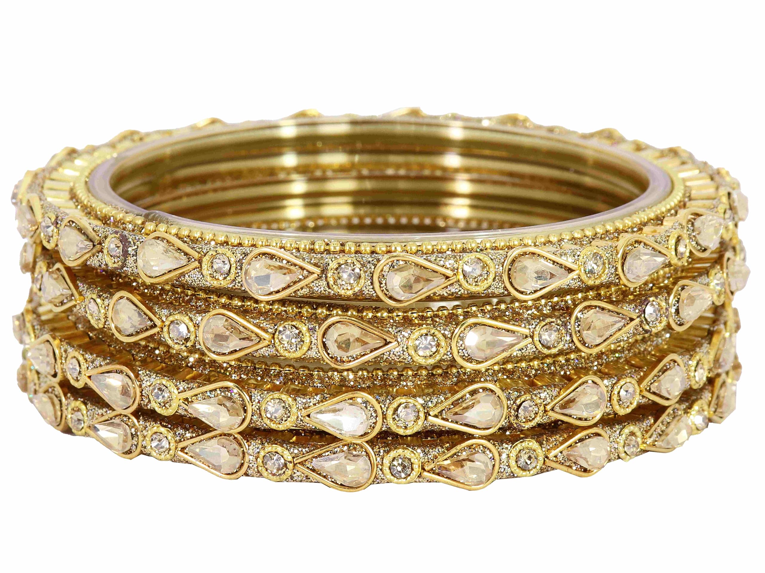 NMII Golden Glass Zircon Gemstone & Beads Bangles Kada Set For Women & Girls | Wedding Bridal Bangles | Glass Kada Kangan | Glass Bangles For Women | Kanch ke Kade | Chudi Set-(NAB86-Gold-2.4) (B0D3PYSK1M) Amazon Price History, Amazon Price Tracker