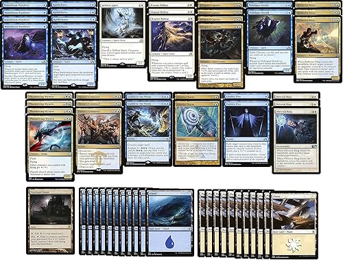 Elite - Baraja de espíritu azul y blanco, diseño moderno legal, hecho a medida, Magic The Gathering, MTG, 60 cartas