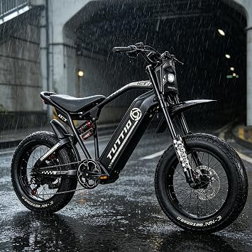Tuttio ICT Electric Bike for Adults 18+, 60V 25AH 20" Fat Tire Electric Dirt Bike, Dual Shock Absorbers Full Suspension 19MPH E-Bike for Off-Road Riding, Daily Commuting & Outdoor Leisure