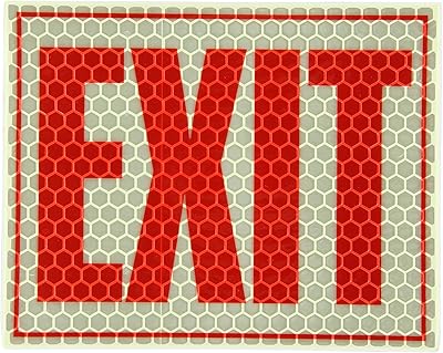 Cyalume Adhesive Glow in The Dark and Reflective Exit Sign – Photoluminescent Sign with Reflective Adhesive Backing for Increased Visibility – 8†x 10â€, White