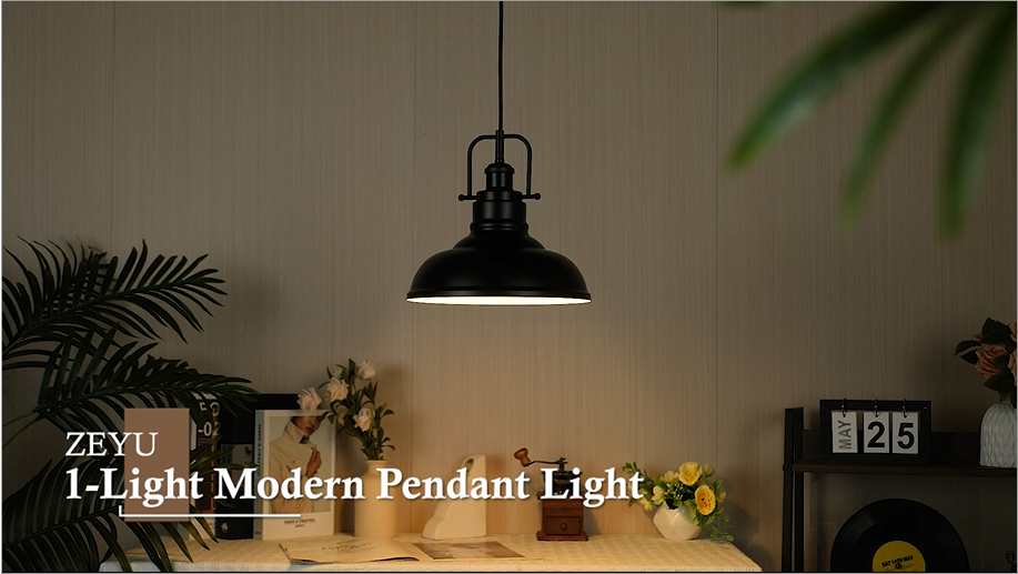 zeyu 1-Light Industrial Pendant Light, 11-Inch Pendant Light