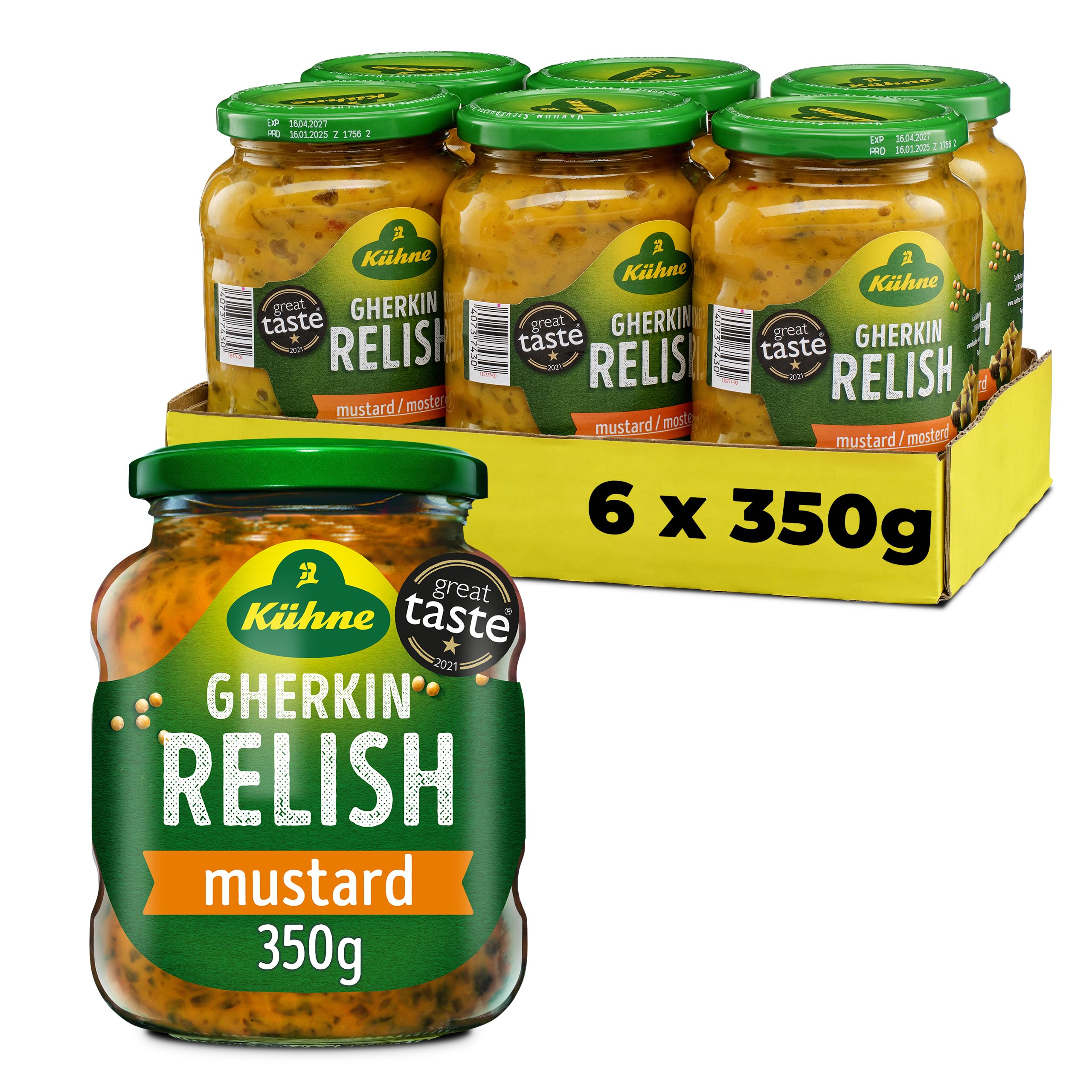 Kuhne Mustard Gherkin Relish, 350 g (Pack of 6)