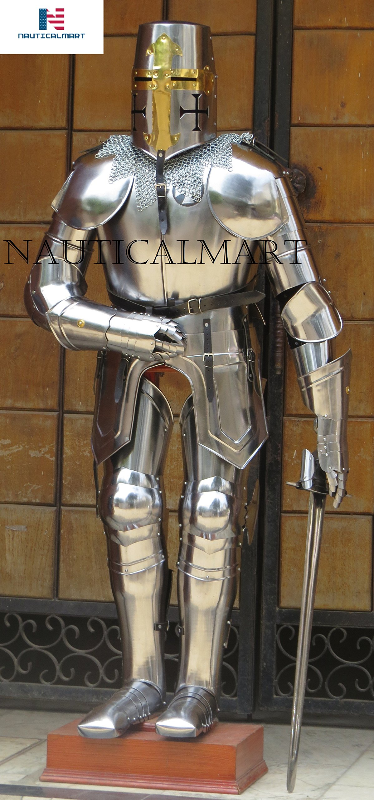 NauticalMart Medieval Knight Crusader Suit of Armor Templar Halloween Armour Custom Chainmail