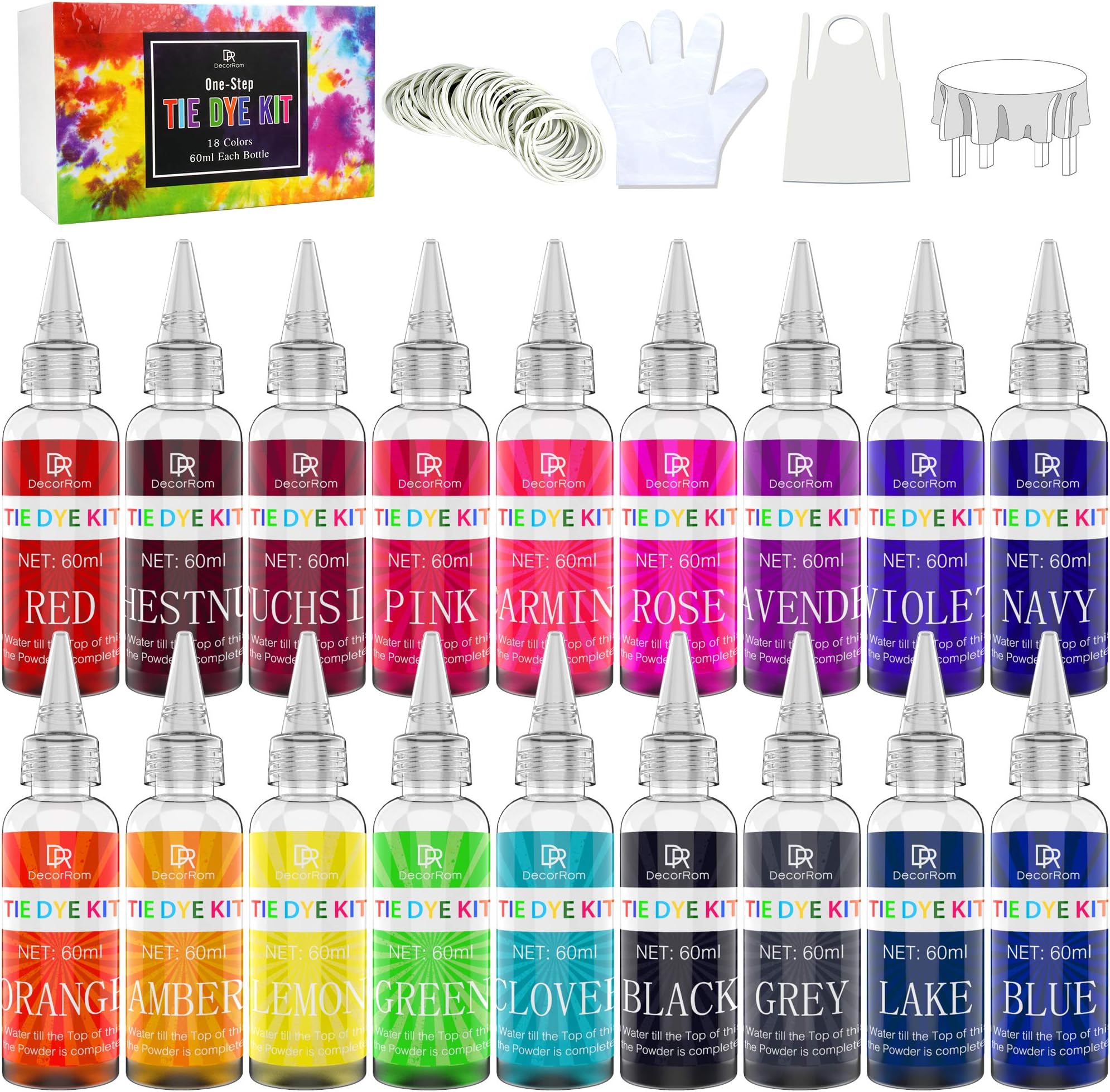 Tie Dye Kit 18 Colour Fabric Tie Dye Kits for DIY Textile Paint Craft