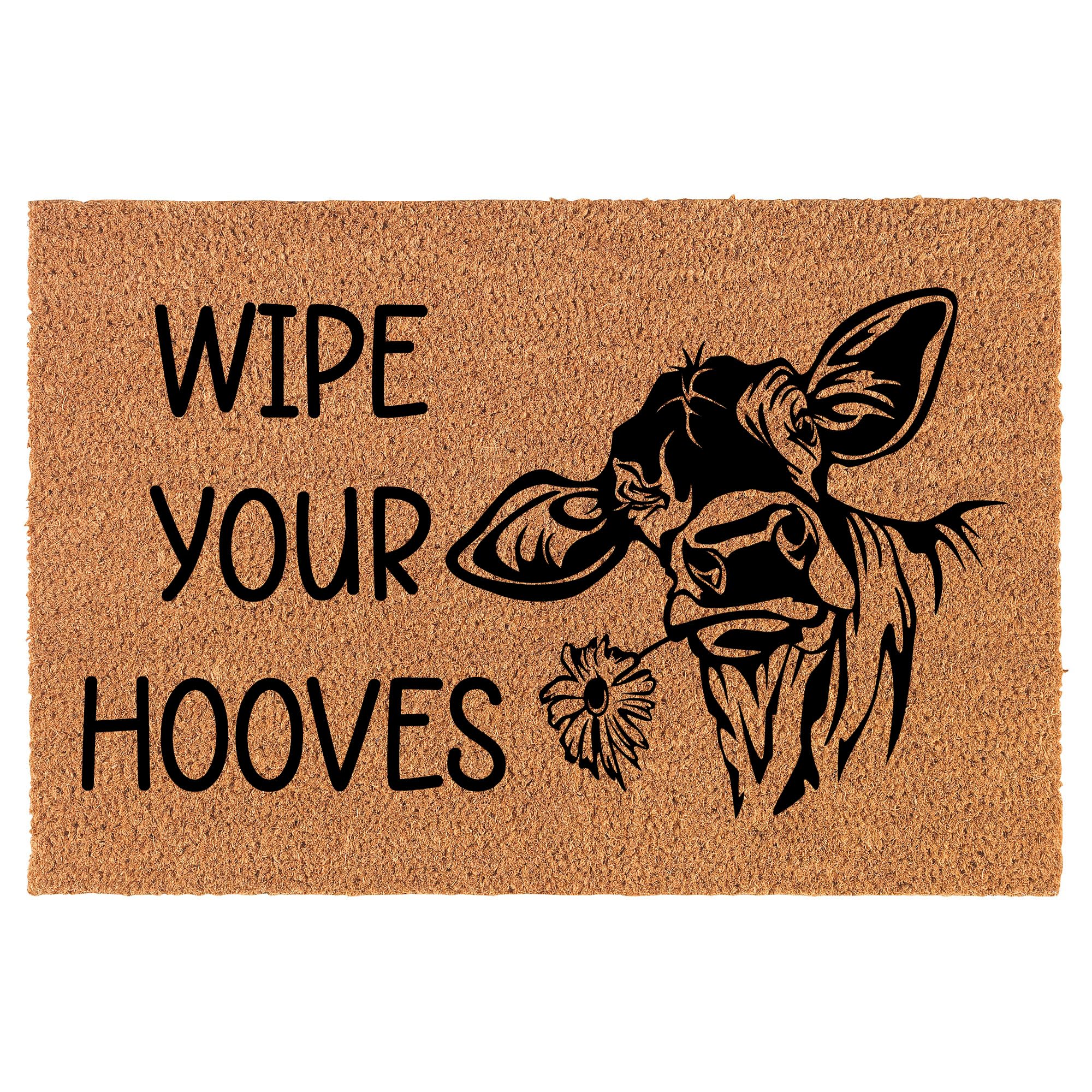 Welcome Doormat Coco Coir Door Mat Gift Wipe Your Hooves Cow Farm (30" x 18")