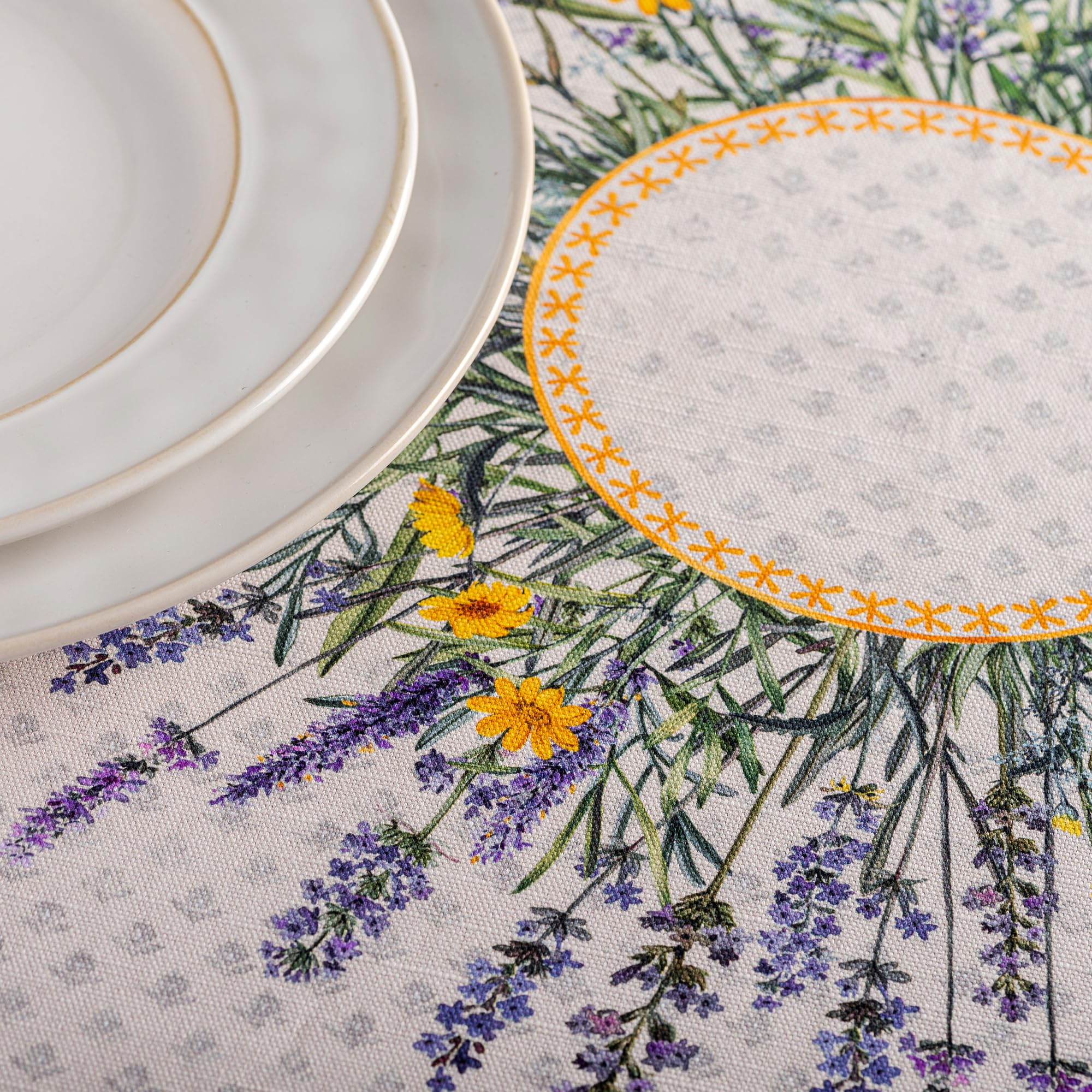 Maison d' Hermine Fanny Tischdecke aus 100 % Baumwolle, Lavendel, für Küche, Esszimmer, Dekoration, Party, Hochzeit, Frühjahr/Sommer (rund, 170 cm)