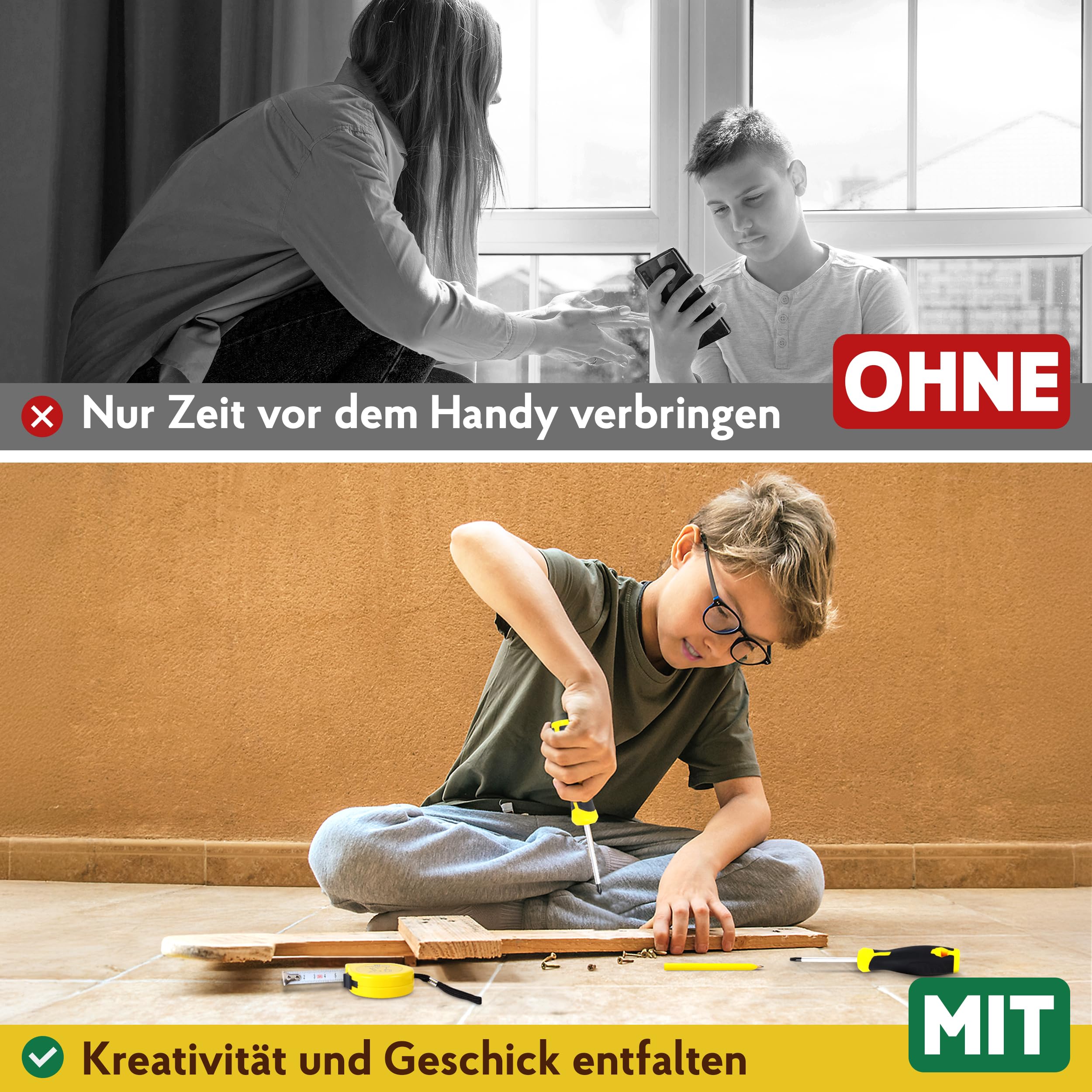 Eli® Werkzeuggürtel Kinder Set ab 6 Jahre - hochwertiges echtes Kinderwerkzeug - inkl. Hammer und Schutzbrille - Handschuhe - Multitool - Werkzeug für Baumeister - Bauarbeiter