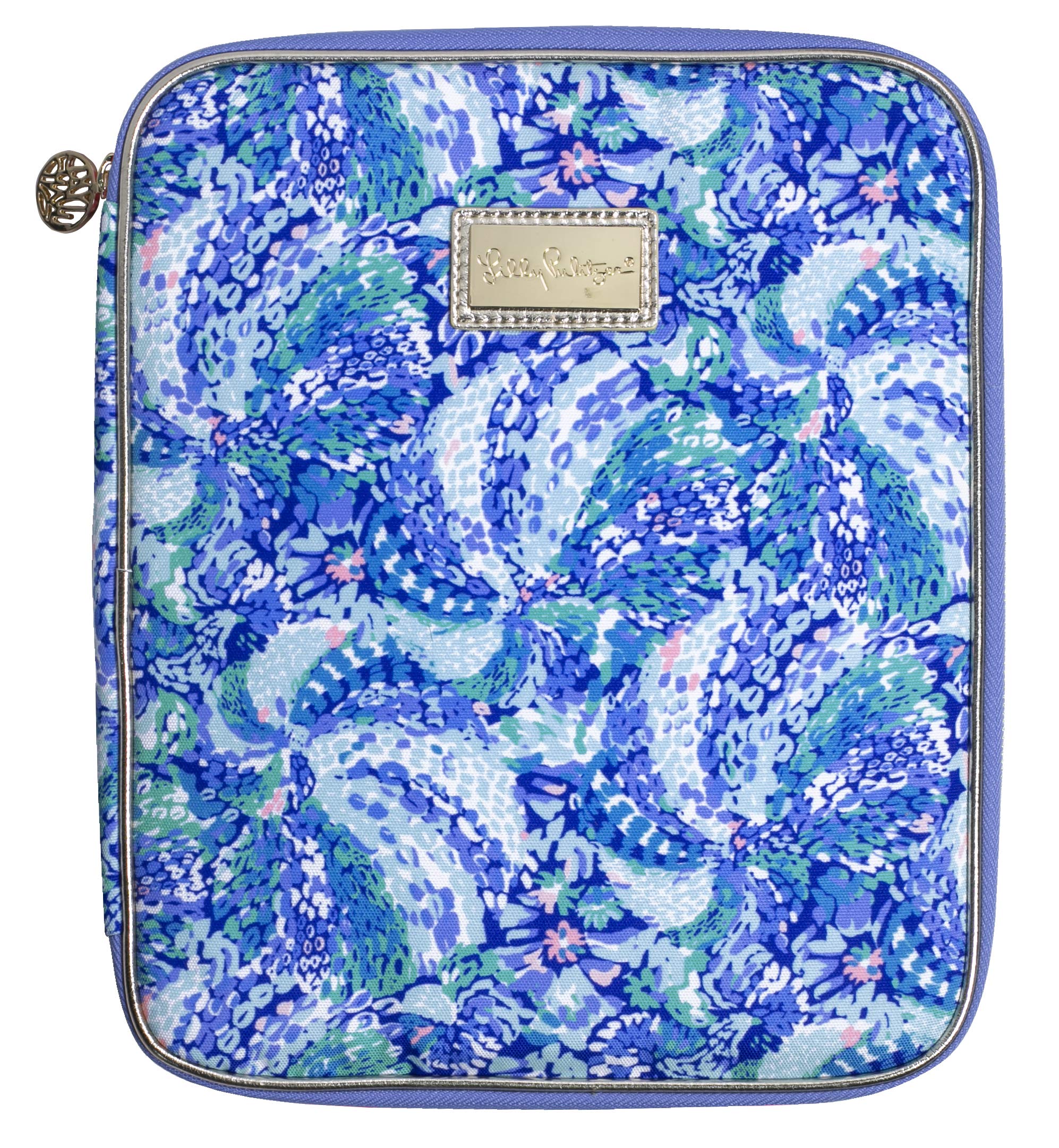 Lilly Pulitzer Blue Agenda Folio with Interior Pockets and Zip Close, Travel Portfolio Sized to Fit All Lilly Personal Planners, Wave After Wave