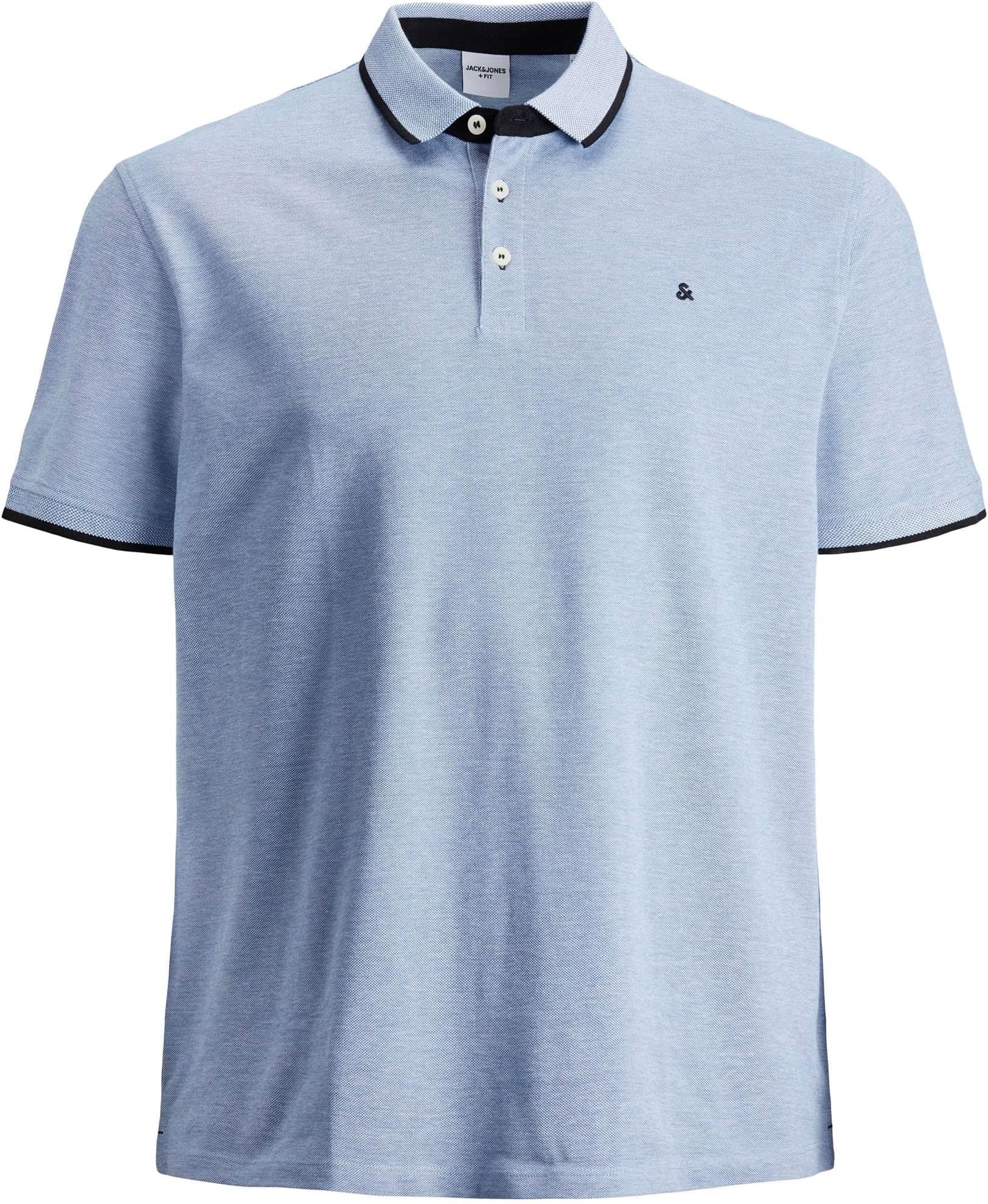 JACK & JONES Men's Fitted Polo Tee JJEPAULOS Plain Summer Shirt Collar Short Sleeve Classic Pique Cotton