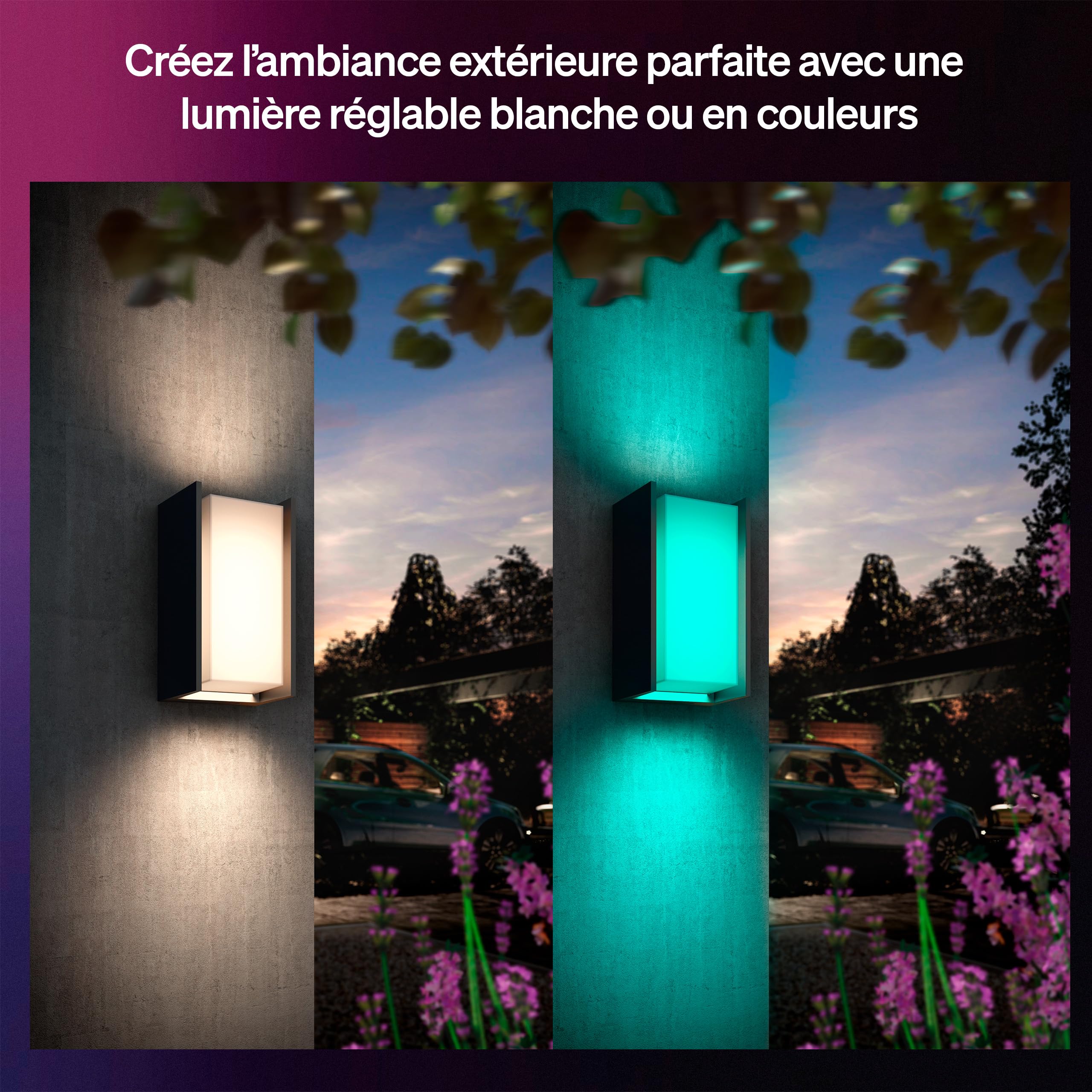 Philips Hue Turaco Applique Extérieur, Lumière Blanche et Multicolore Personnalisable, 1100 lm, Ampoule A60 Incluse, Luminosité Variable, IP44 Résiste aux Intempéries, Compatible Matter, Zigbee