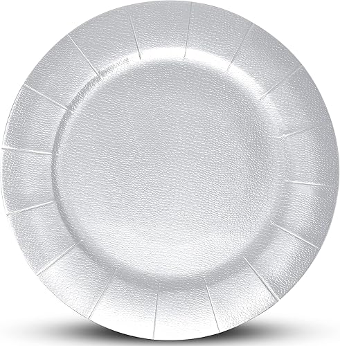 Miniatura 6 de Gift Boutique 24 platos de carga desechables redondos plateados de 13 pulgadas, bandeja de servicio de cena, platos de cartón de papel para colocar