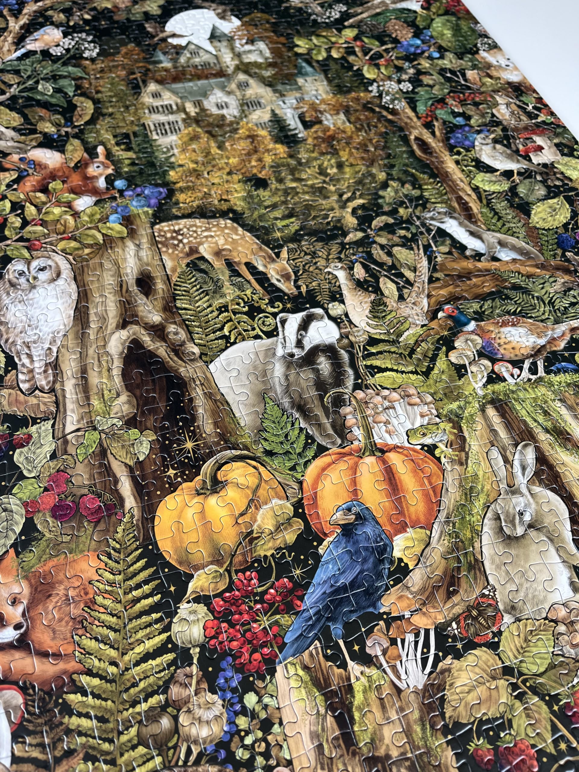 Puzzle Board Gibsons The Art File Autumn Equinox 1000 Piece Jigsaw Puzzle - Made In America, Woodland Castle & Wild Animals Artwork, Stainable Puzzle For Adults & Teens Gibsons Jigsaws 1000 Pieces