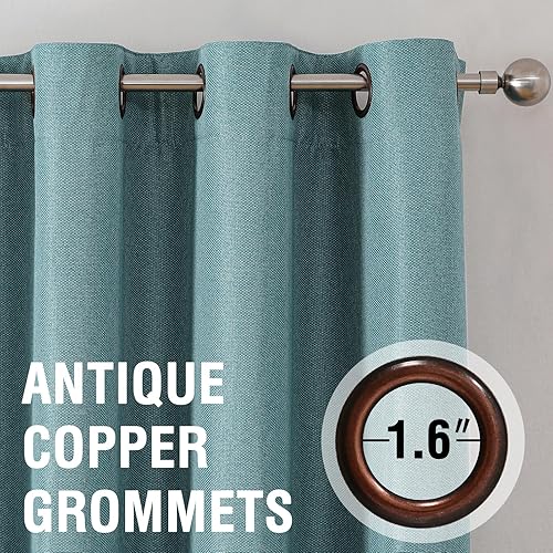 Miniatura 143 de H.VERSAILTEX Cortinas opacas de lino de 96 pulgadas de largo con aislamiento térmico para oscurecer la habitación, cortinas de lino con textura