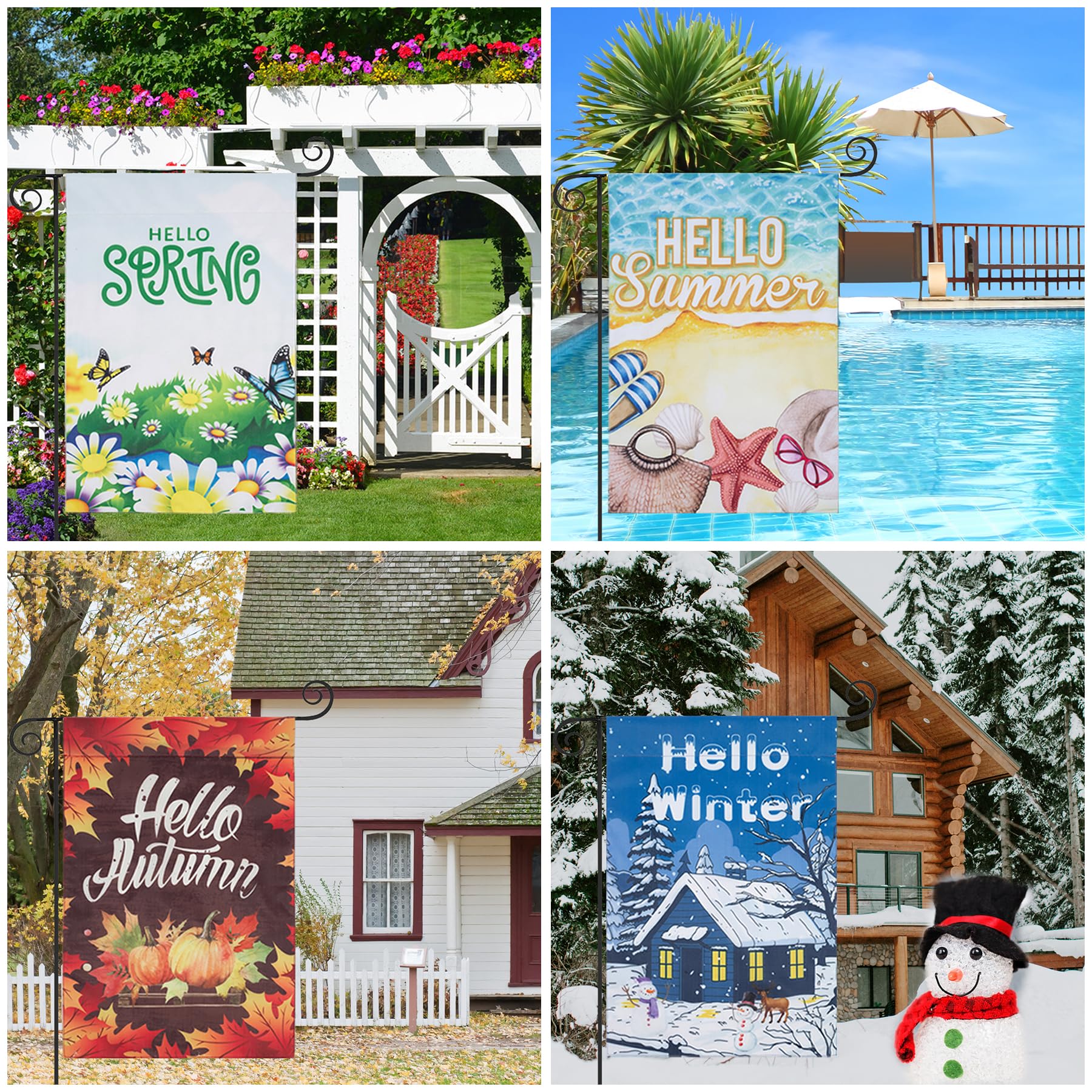 12-Pack Seasonal Garden Flags - 12x18 Inch Double Sided Burlap, Holiday & Yard Decor For Year Round