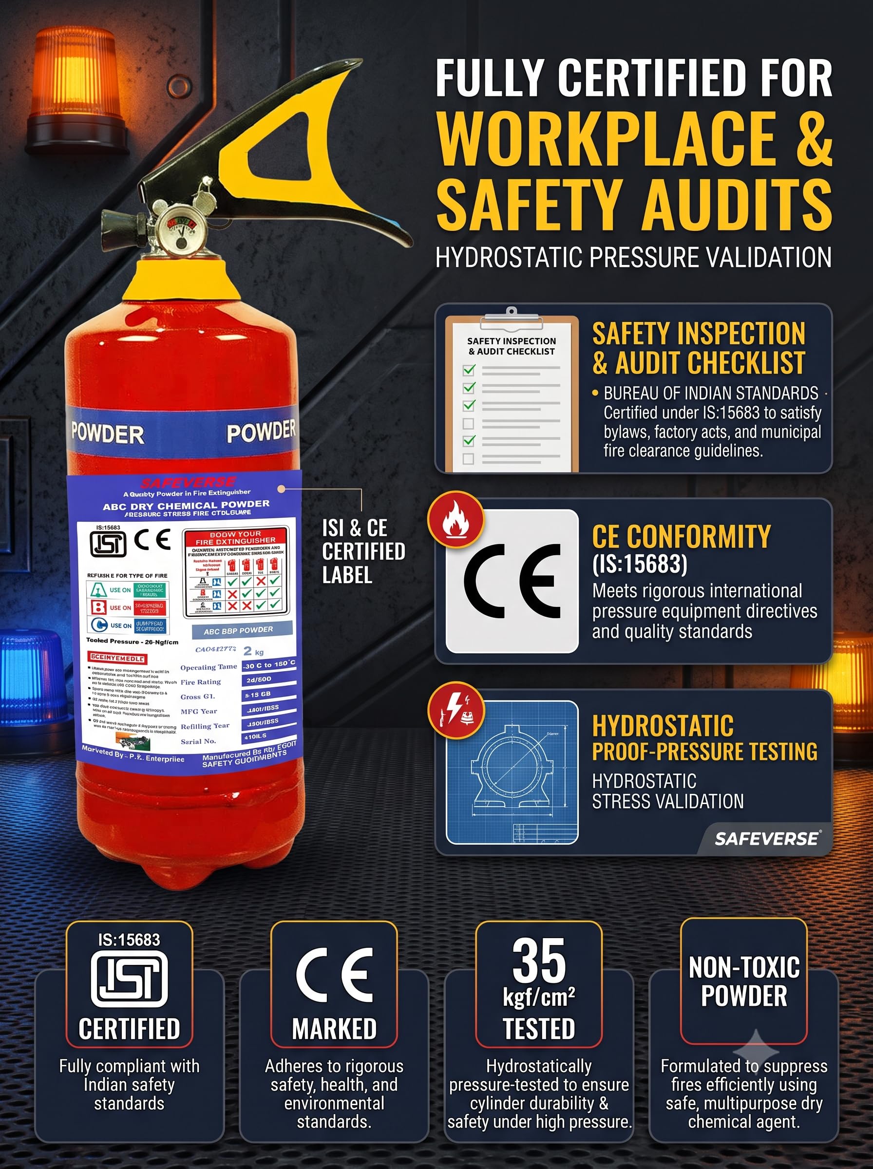 ABC Dry Powder Fire Extinguisher - ISI, ISO, CE Certified -10