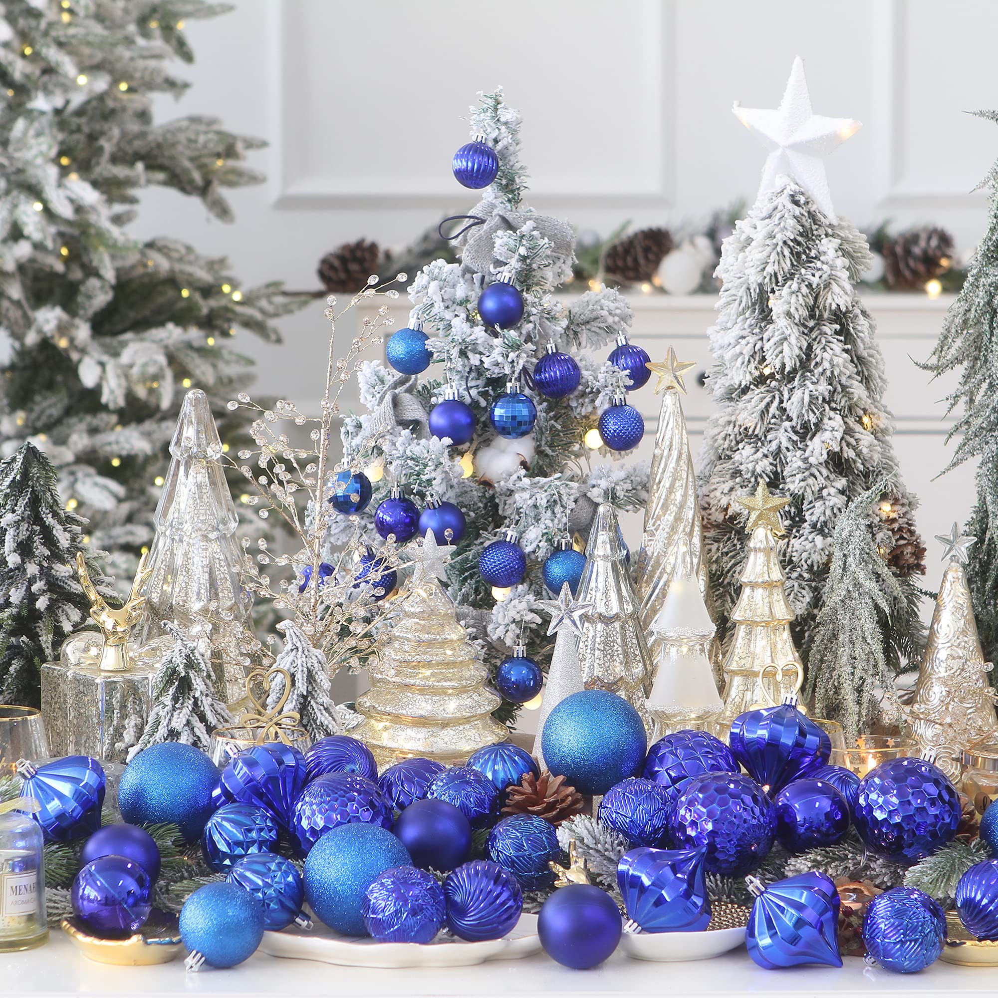 Sea Team 41-Pack Christmas Ball Ornaments with Strings, 40mm/1.57" Small Size Baubles, Shatterproof Plastic Christmas Bulbs - Image 3