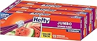 Hefty Slider Jumbo Storage Bags 2.5 Gallon, 45 Count (3x15 Packs) - BPA-Free MaxLock Seal, Stand & Fill Bottom for Food & Travel